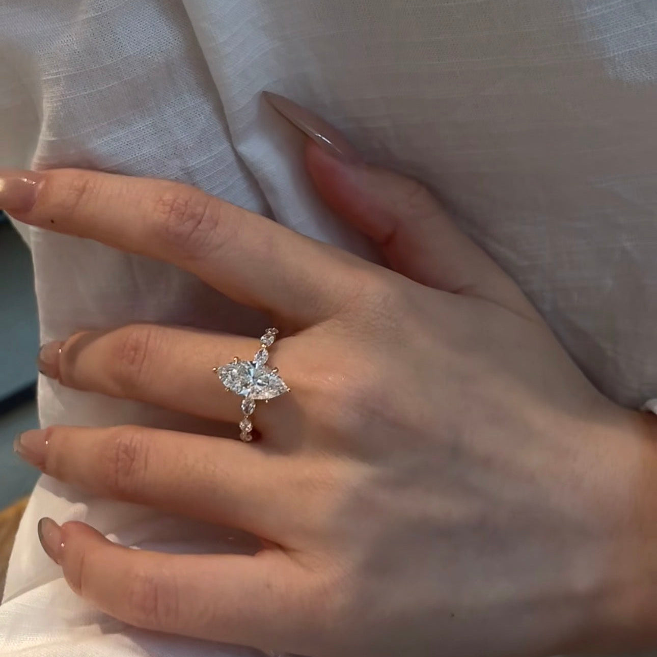 1.5 CT Fiona Marquise Lab Diamond Ring 18K Rose Gold