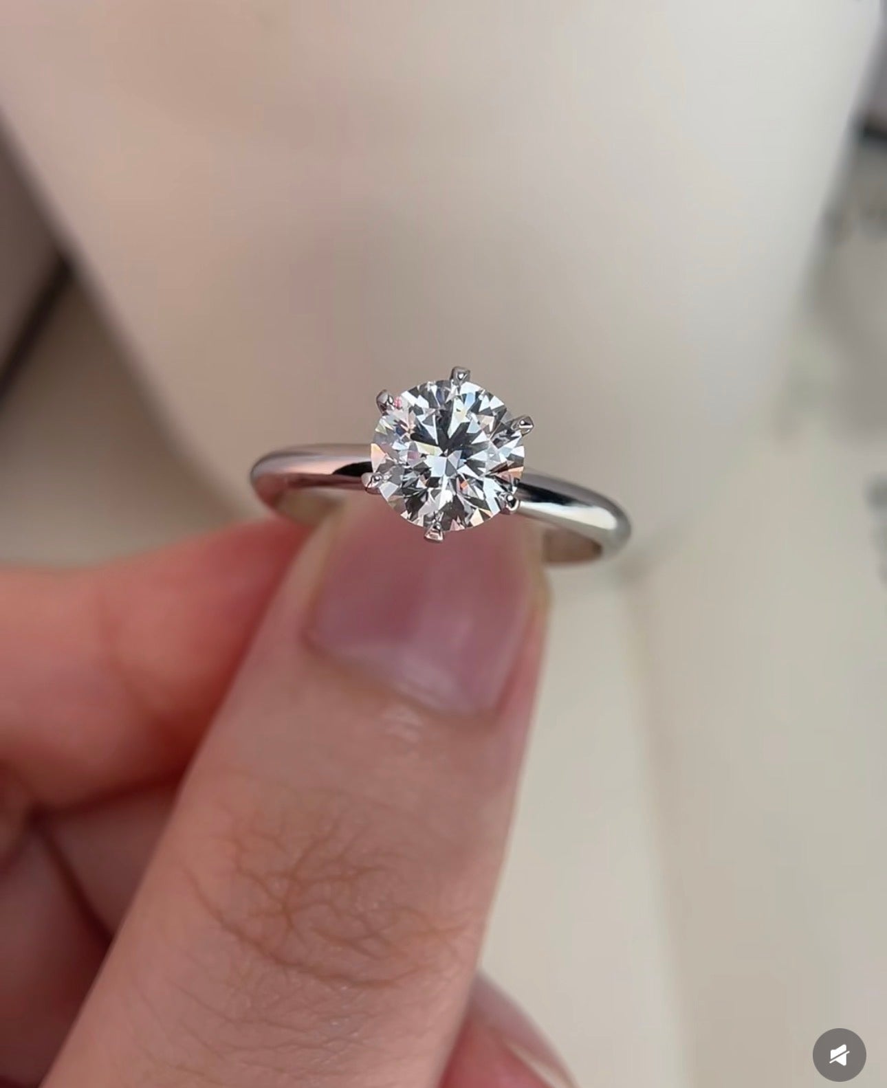 1 CT Round Lab Diamond Solitaire Ring 18K White Gold