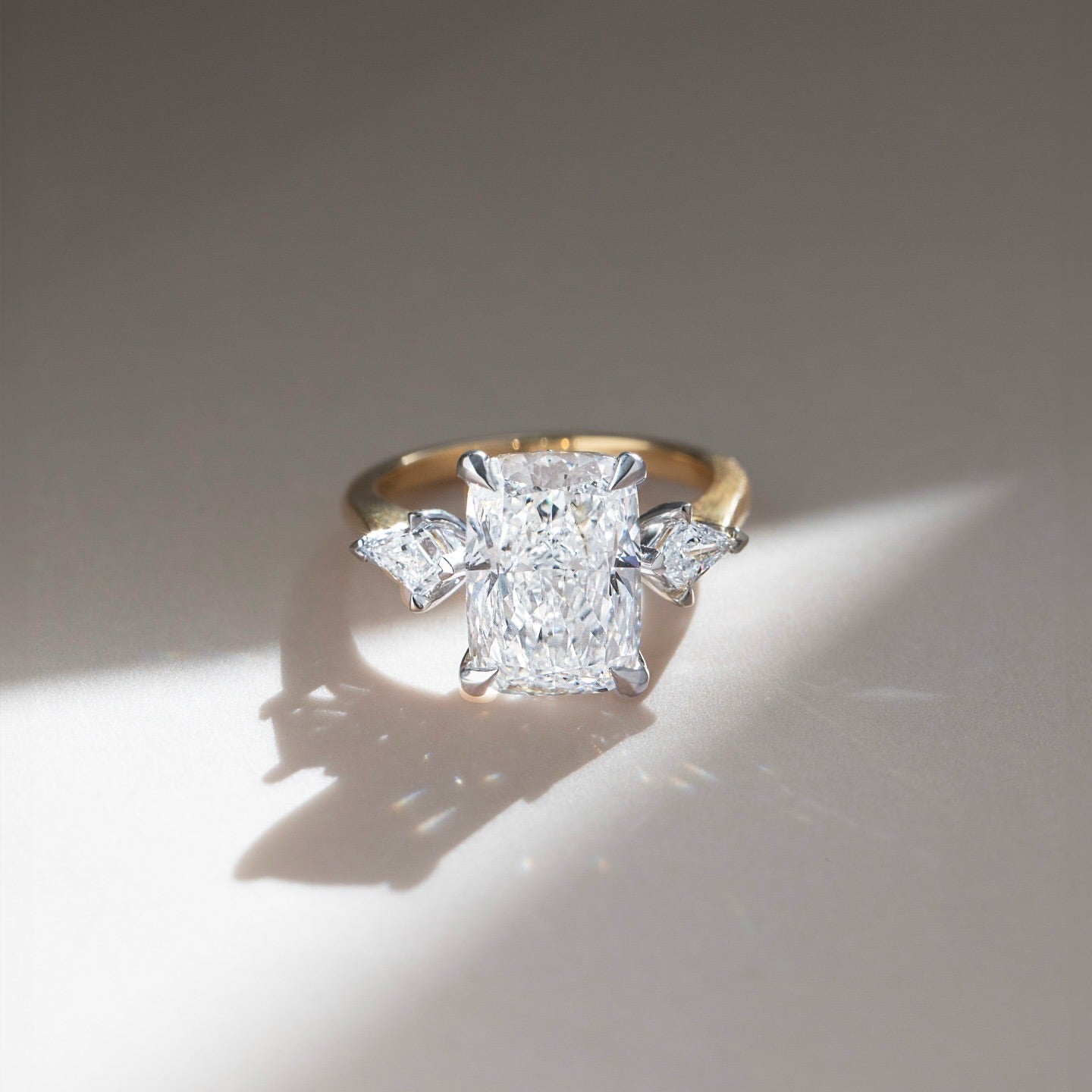 3.5 CT Long Cushion Lab Diamond Ring 18K White Gold