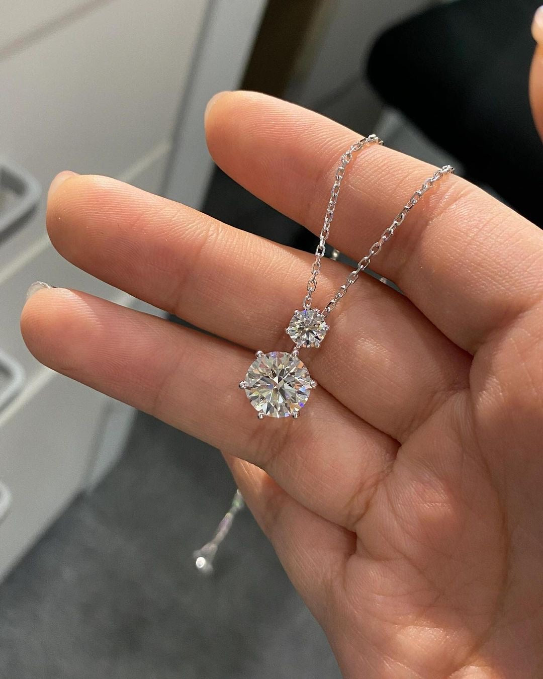 2.6 CT Round Lab Diamond Pendant 18K White Gold