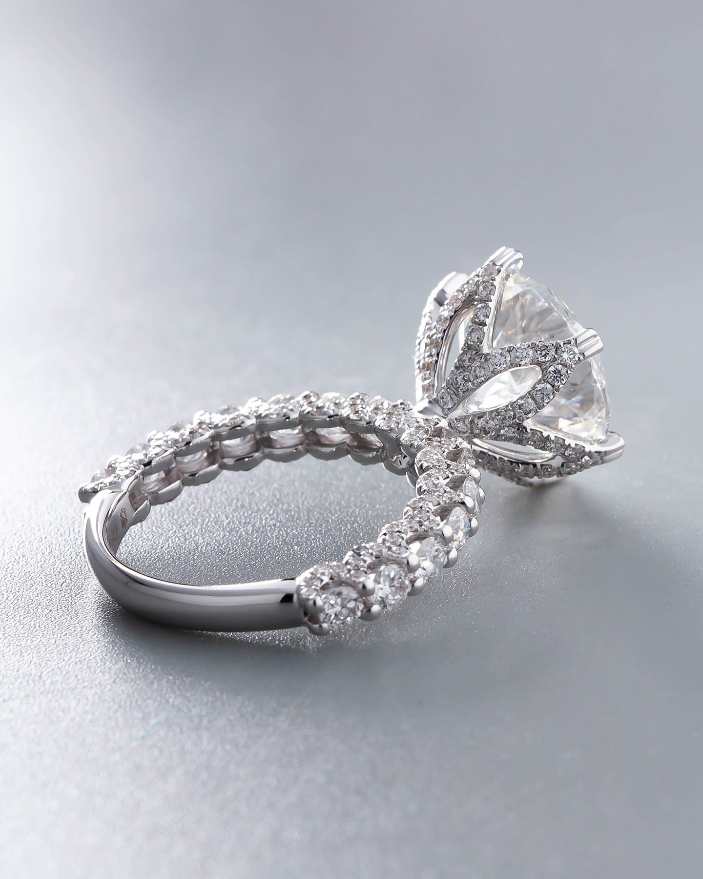 4 CT Round Lab Diamond Ring 18K White Gold