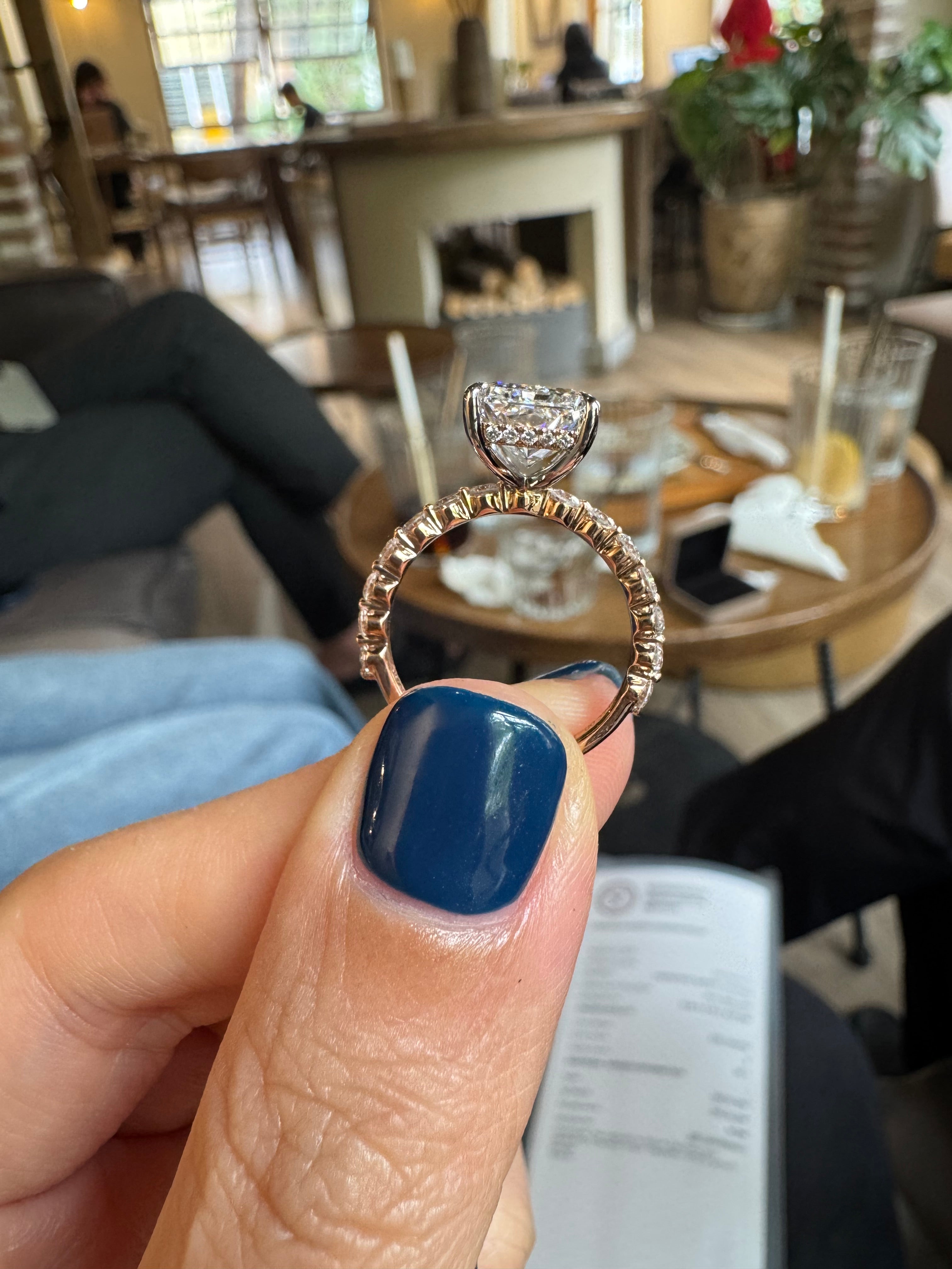 3.59 CT Radiant Cut Lab Diamond Ring 18K White Gold