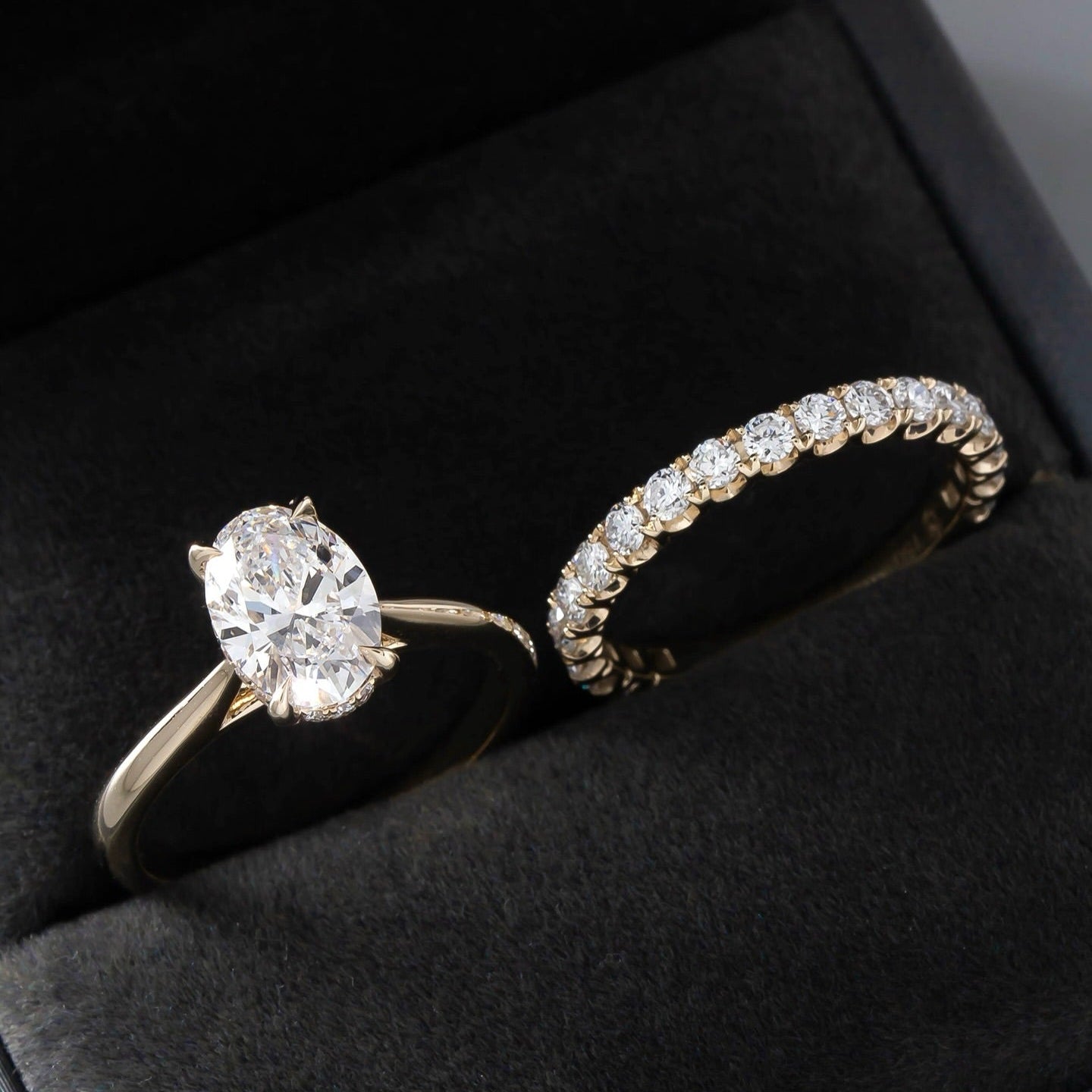 1.5 CT Oval Lab Diamond Ring Set 18K White Gold