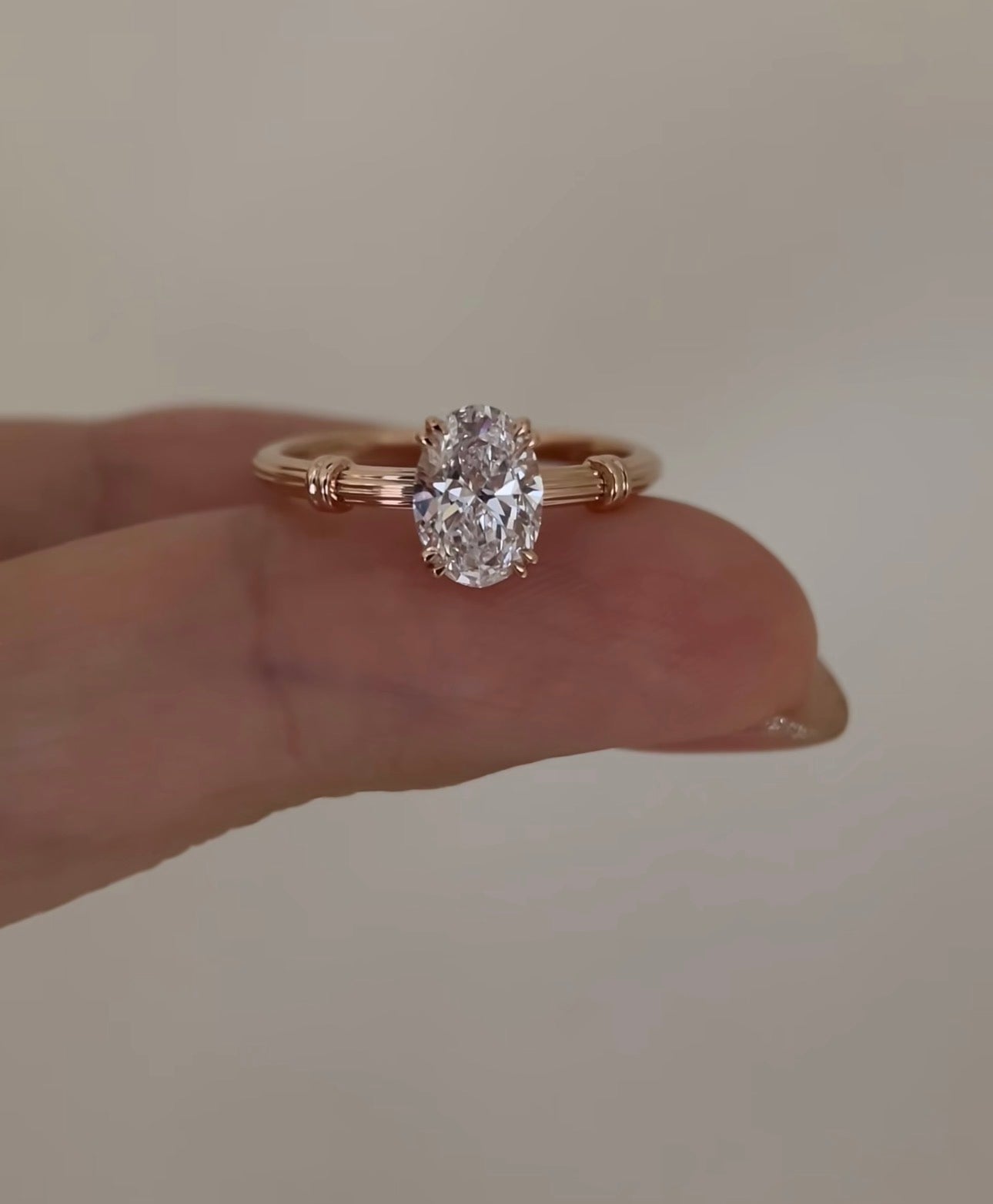 2 CT Oval Lab Diamond Ring 18K Rose Gold