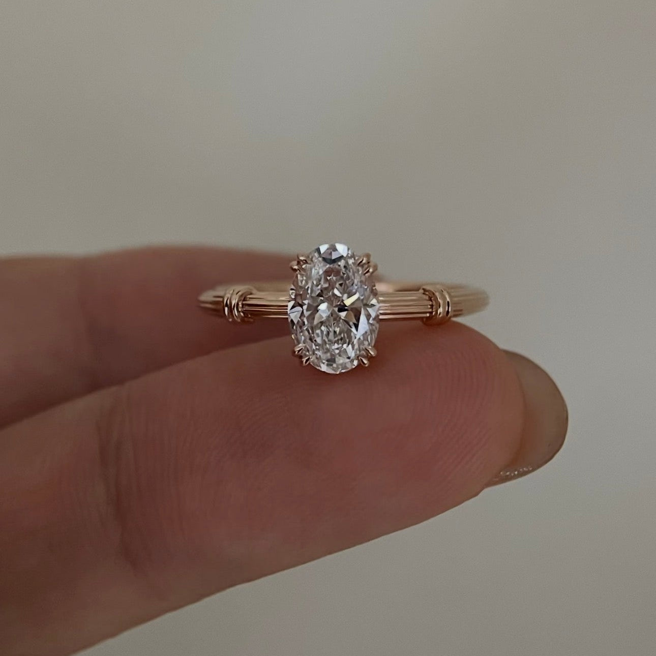 2 CT Oval Lab Diamond Ring 18K Rose Gold