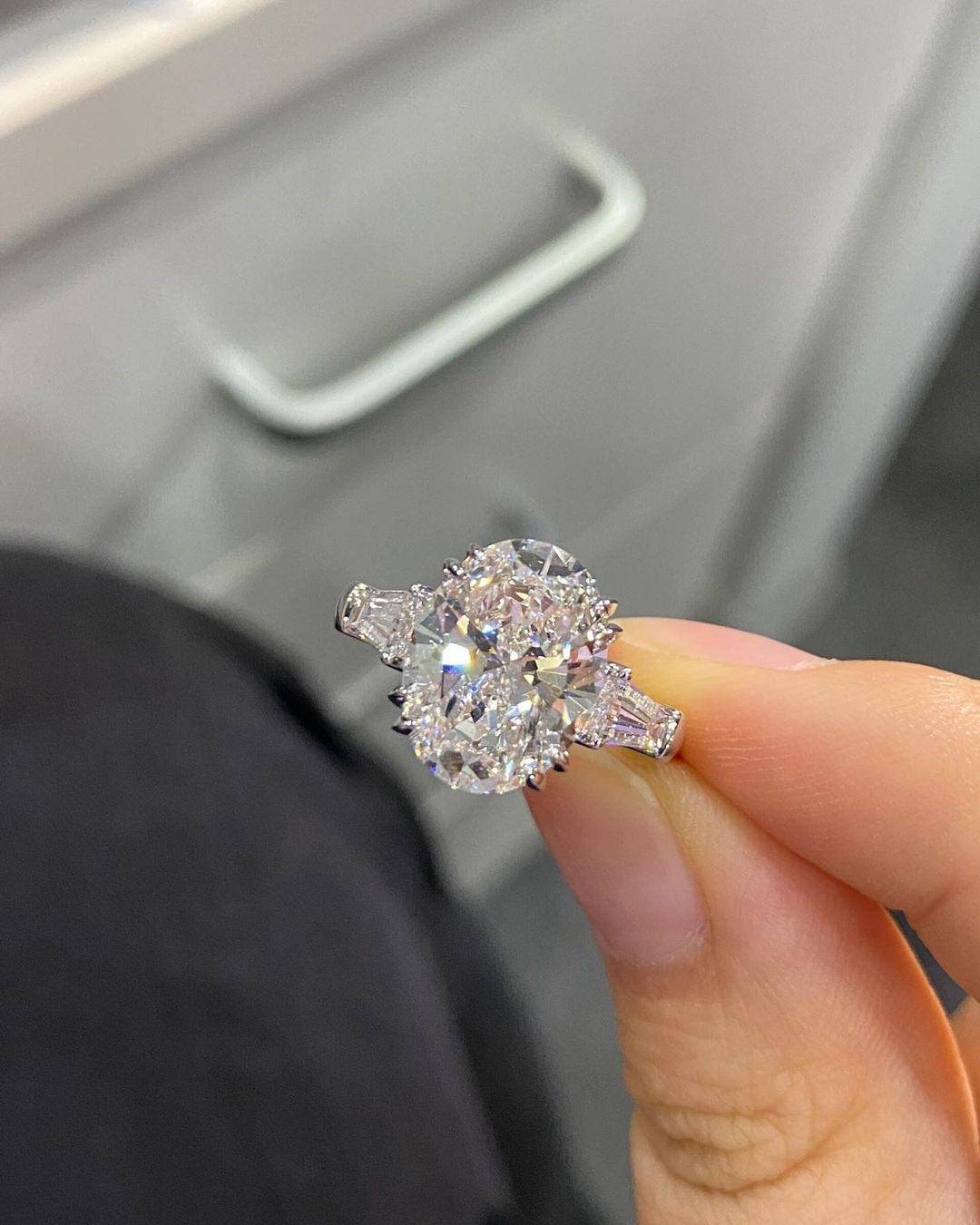 4.9 CT Oval Lab Diamond Ring 18K White Gold