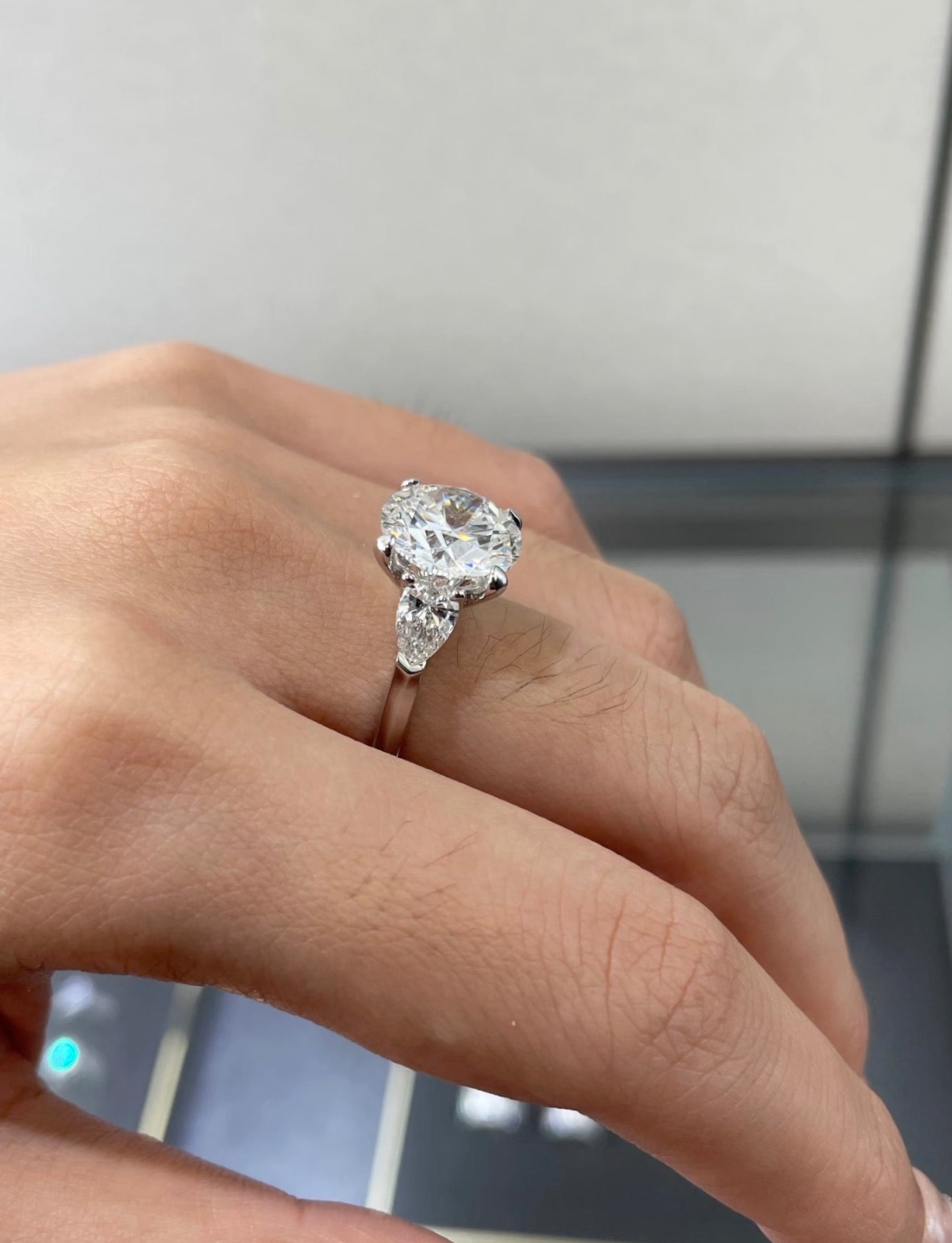 2.9 CT Round Lab Diamond Ring 18K White Gold