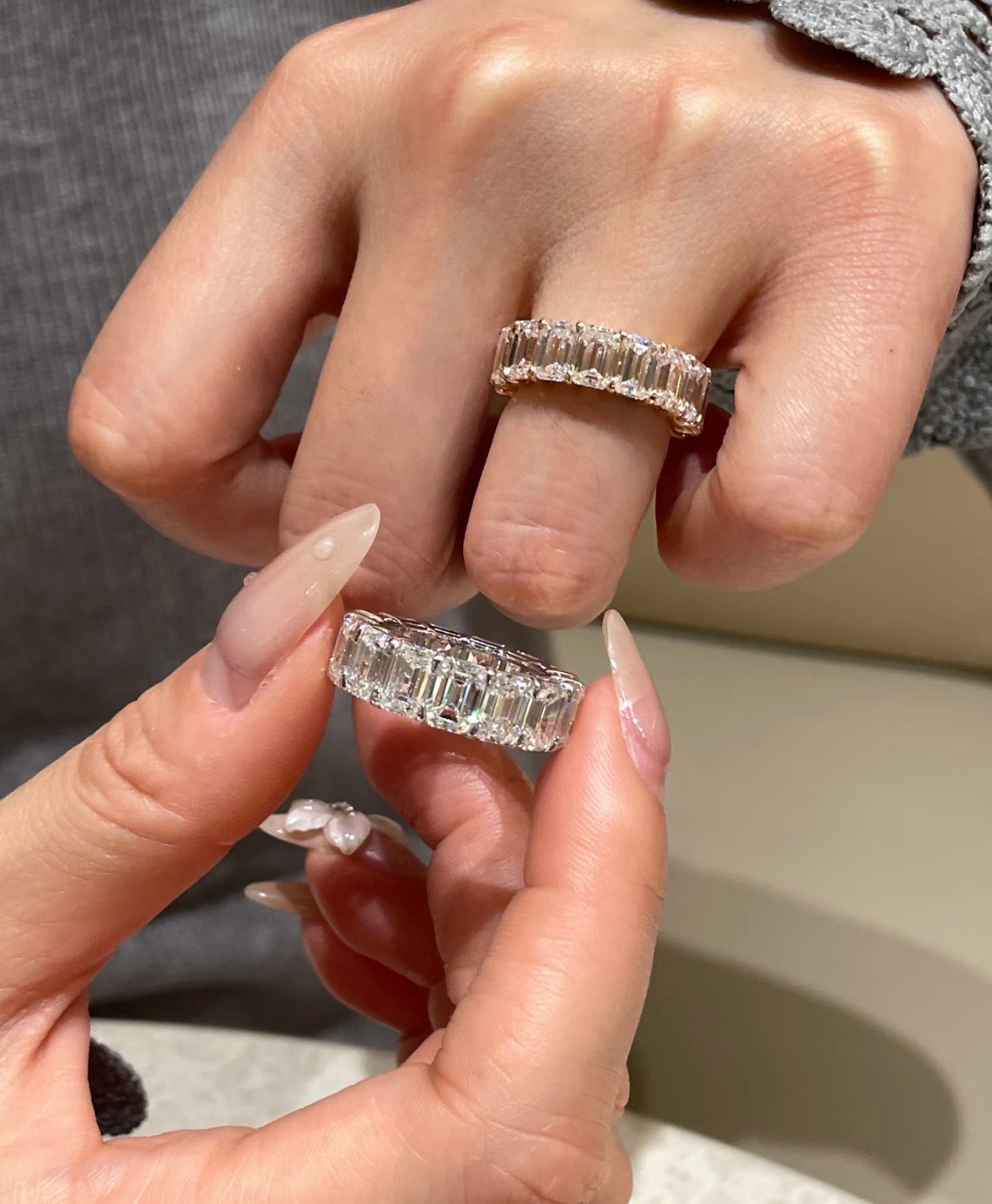 Eternity Emerald Lab Grown Diamond Band