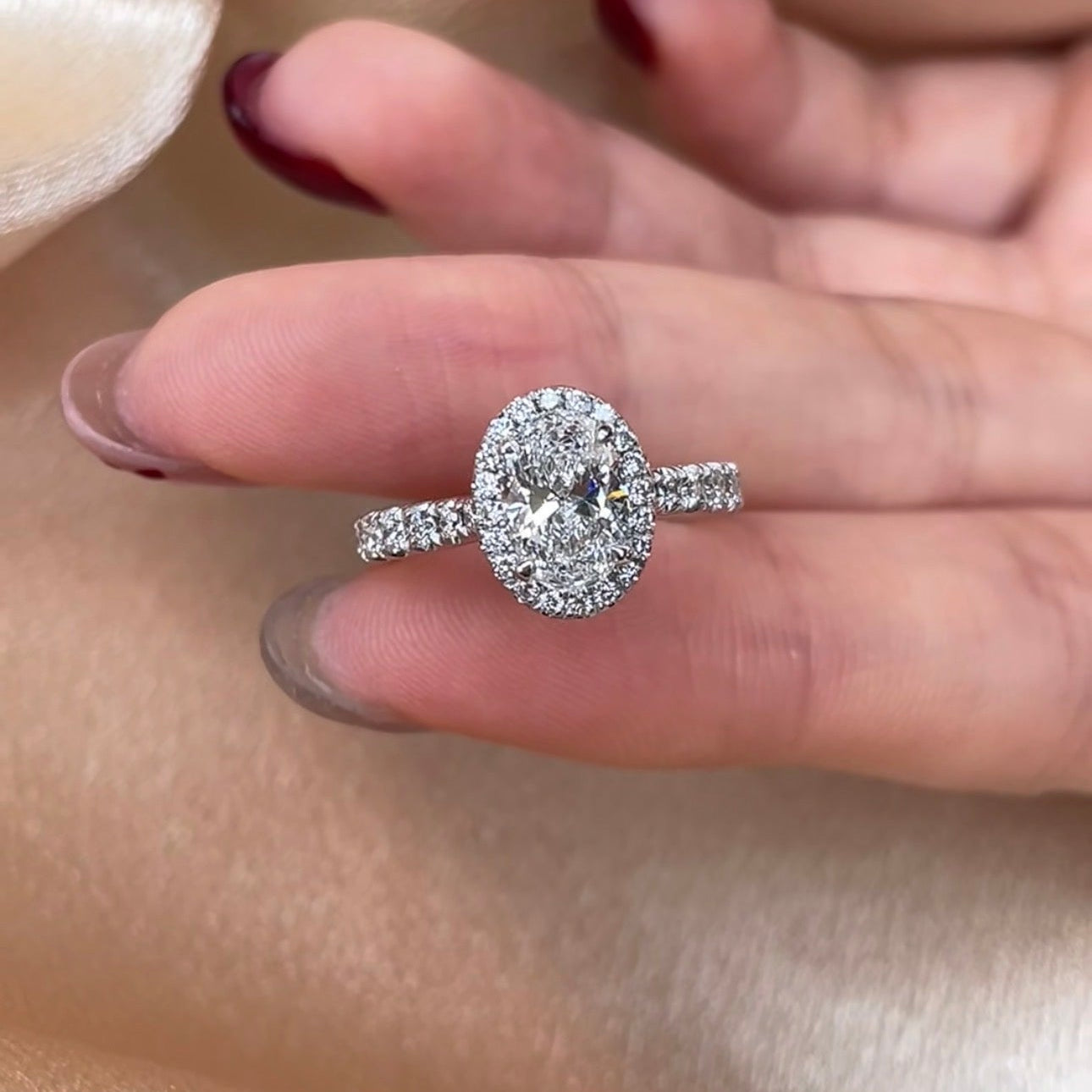 1 CT Oval Lab Diamond Solitaire Ring 18K White Gold