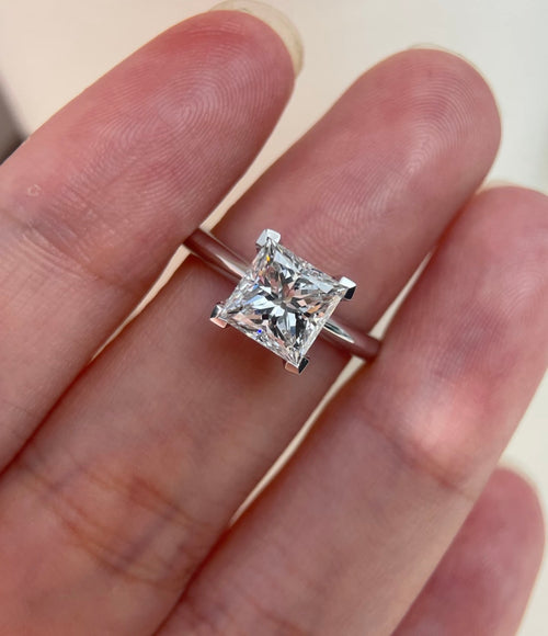1.3ct Princess cut Lab Grown Diamond Ring with IGI Certificate