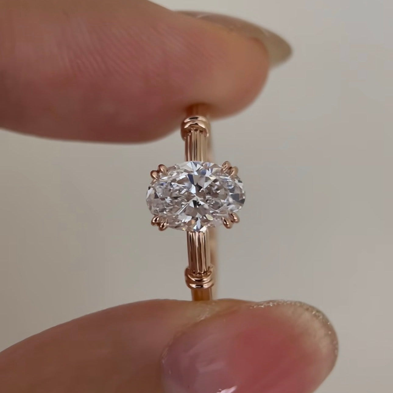 2 CT Oval Lab Diamond Ring 18K Rose Gold