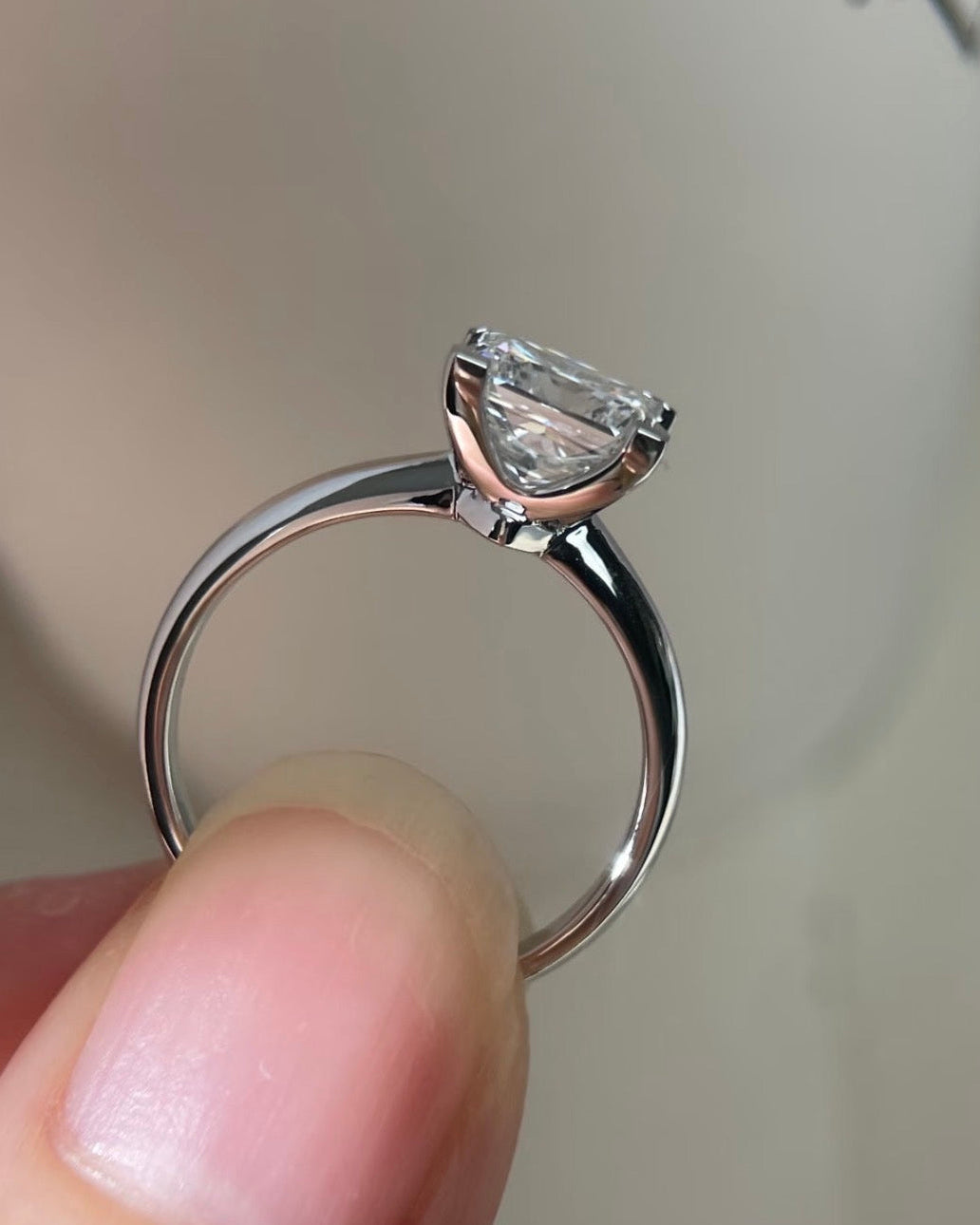 1.3 CT Princess Lab Diamond Ring 18K Gold
