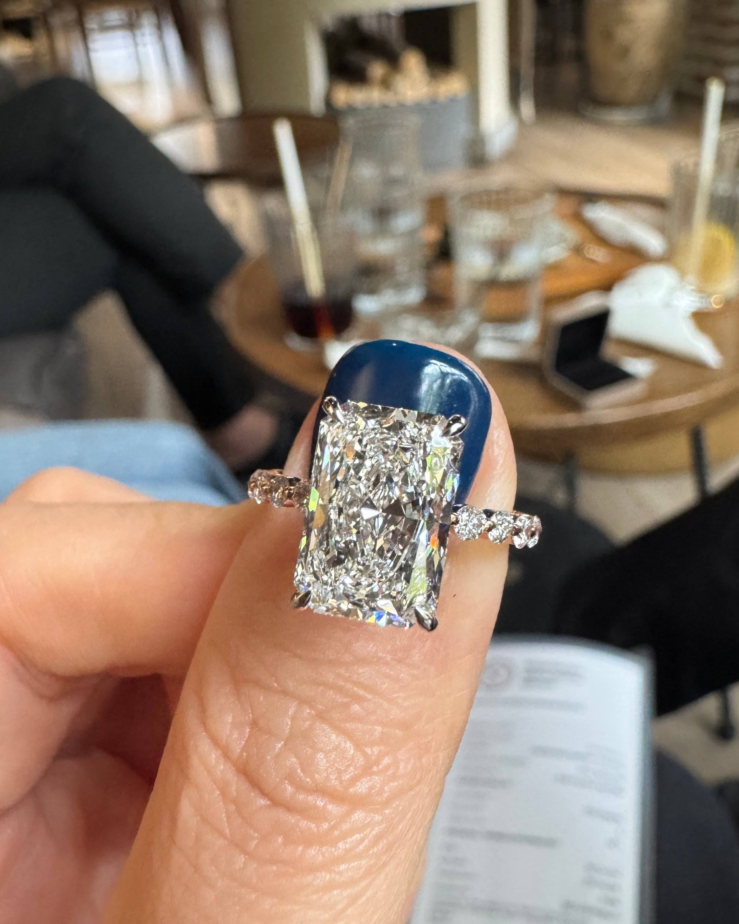 3.59 CT Radiant Cut Lab Diamond Ring 18K White Gold