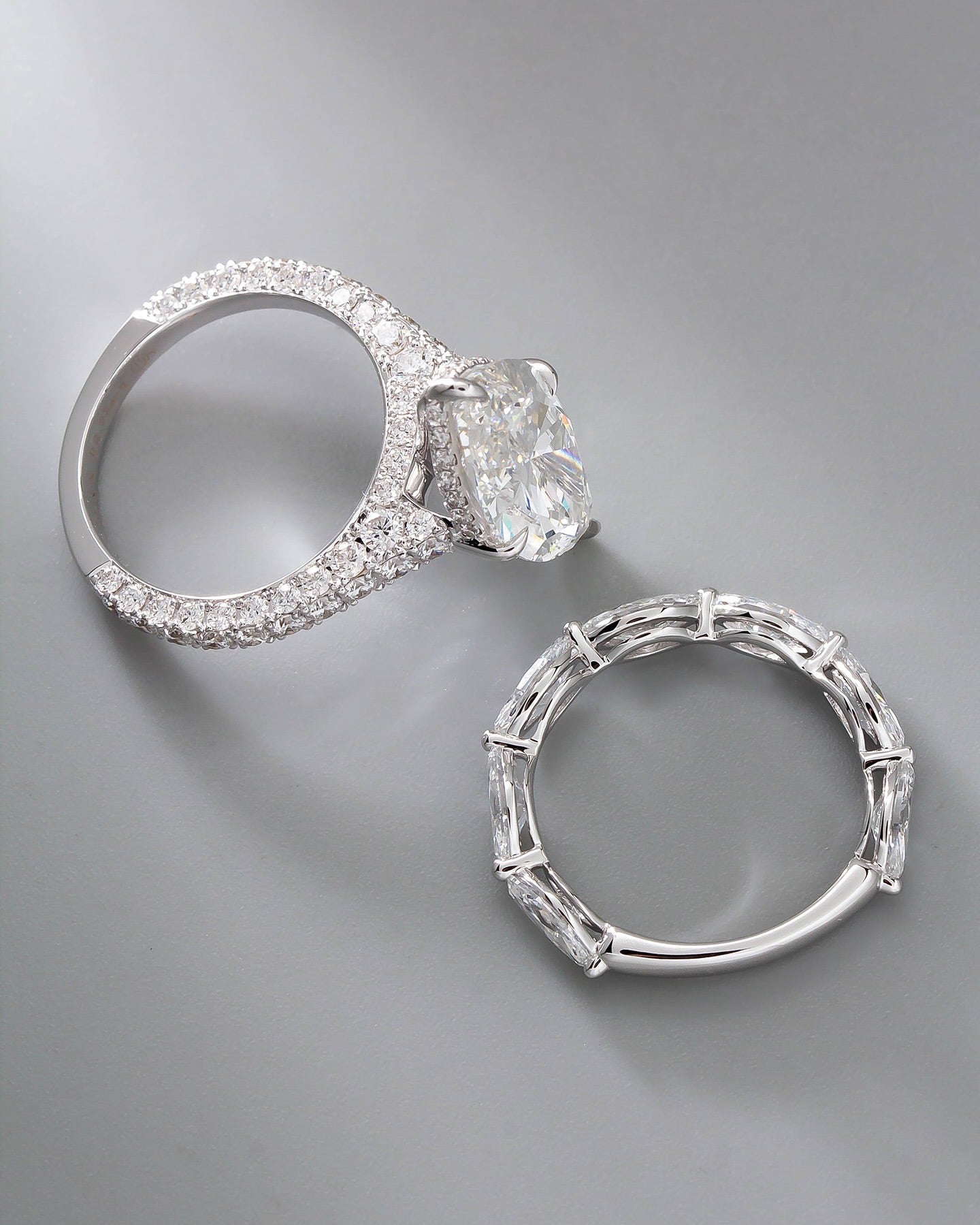 10 CT Marquise Lab Diamond Ring Set 18K White Gold