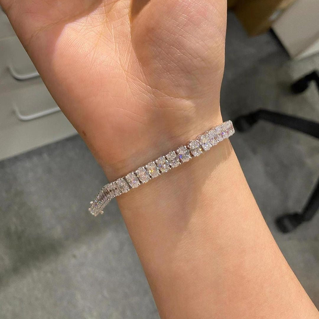 Oval Lab Diamond Tennis Bracelet 18K White Gold