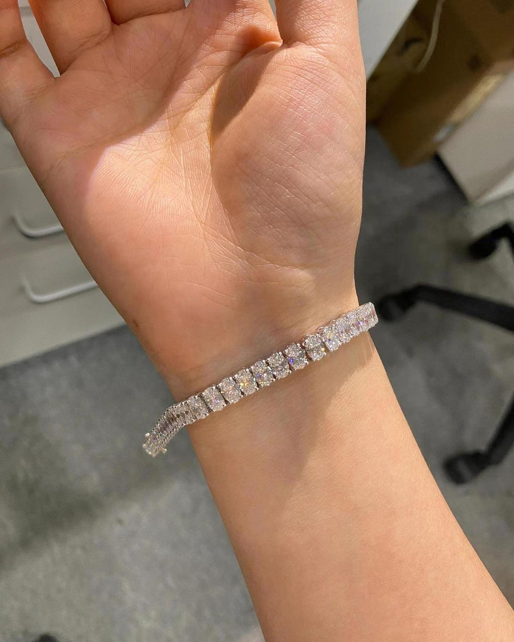 Tennis Oval Lab Grown Diamond IGI Certified Ethical Bracelet 18K Gold