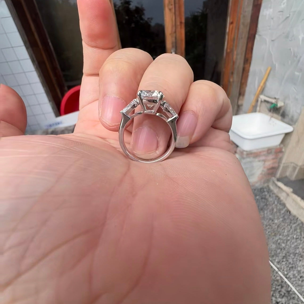 2.9 CT Round Lab Diamond Ring 18K White Gold