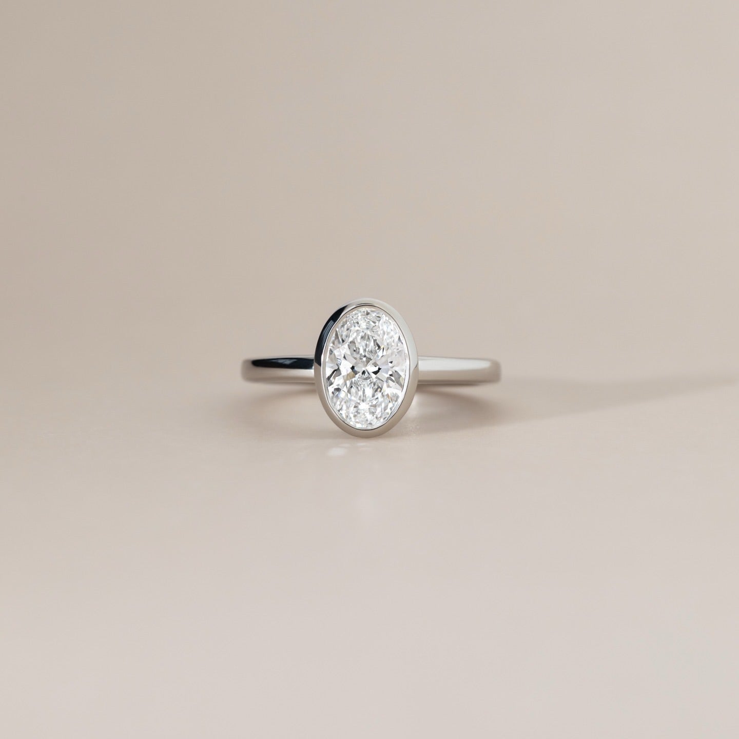 1.5 CT Oval Lab Diamond Ring 18K White Gold