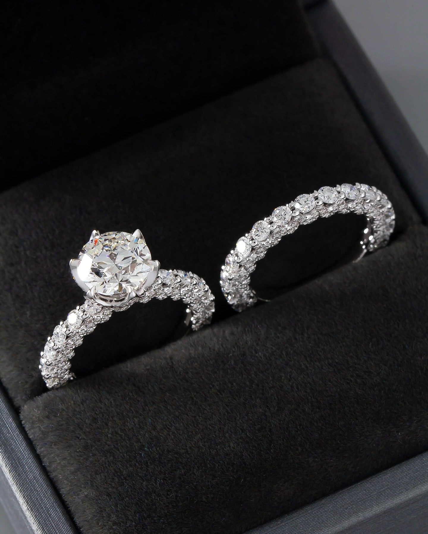 2 CT Round Lab Diamond Ring Set 18K White Gold