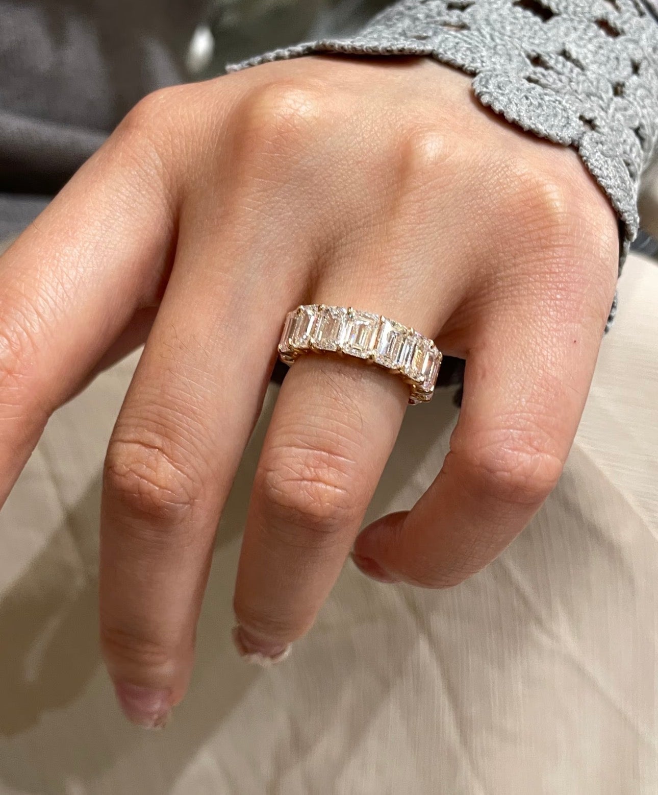 Emerald Lab Diamond Eternity Band 18K Gold