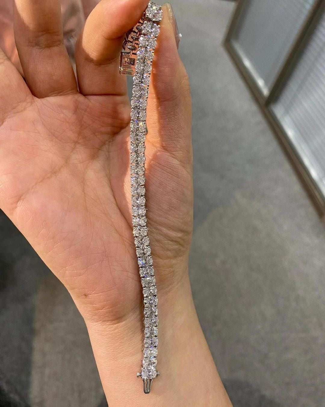 Oval Lab Diamond Tennis Bracelet 18K White Gold