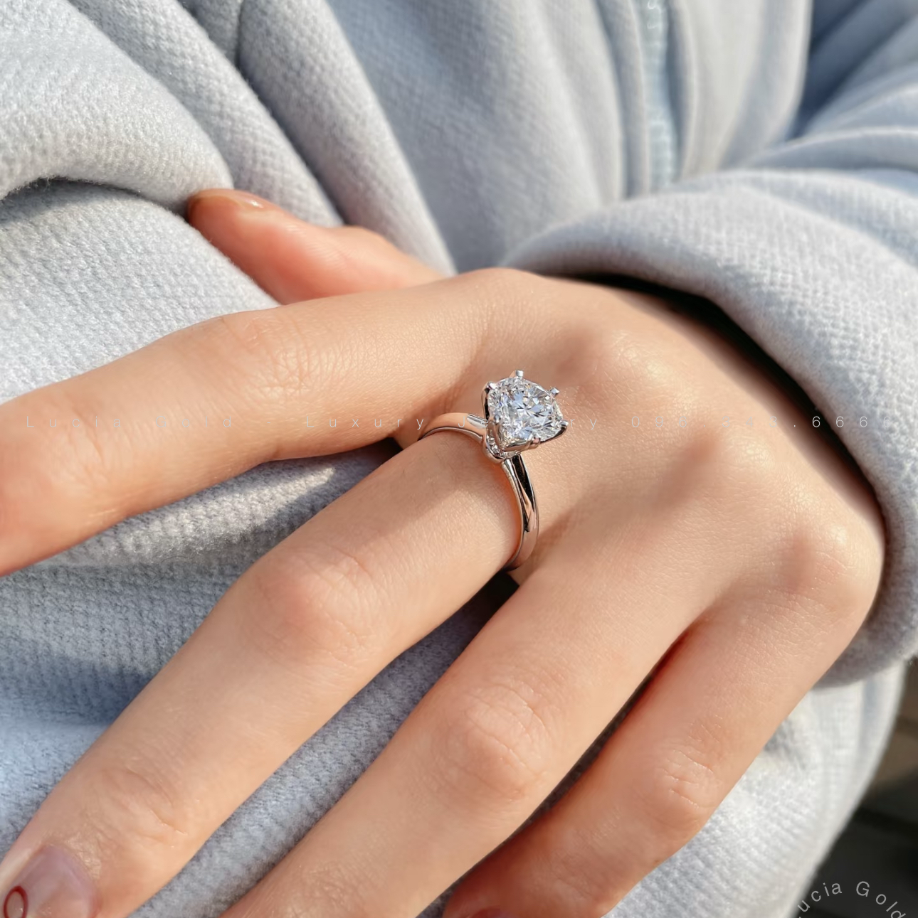 1.2 CT Round Lab Diamond Ring 18K White Gold