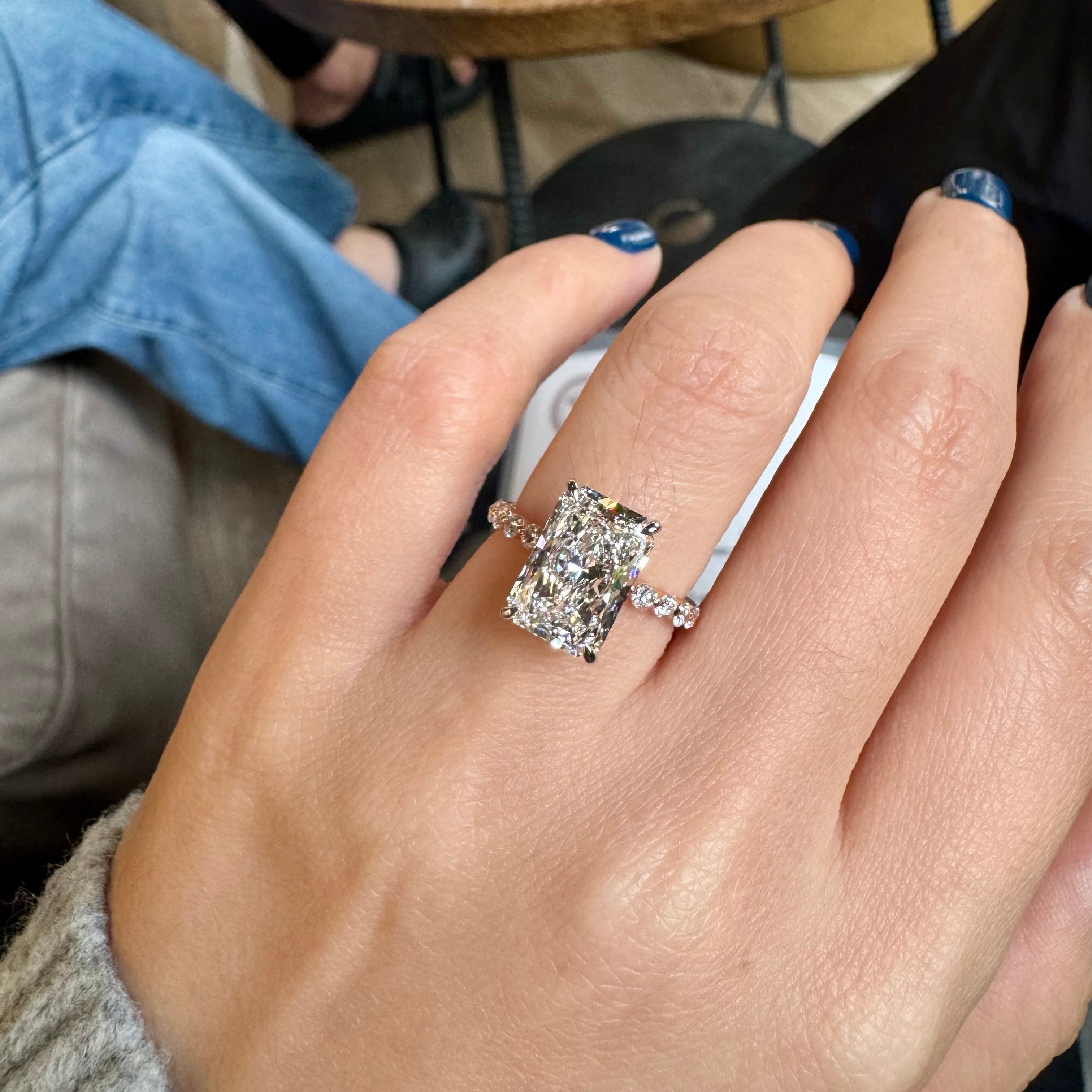 3.59 CT Radiant Cut Lab Diamond Ring 18K White Gold