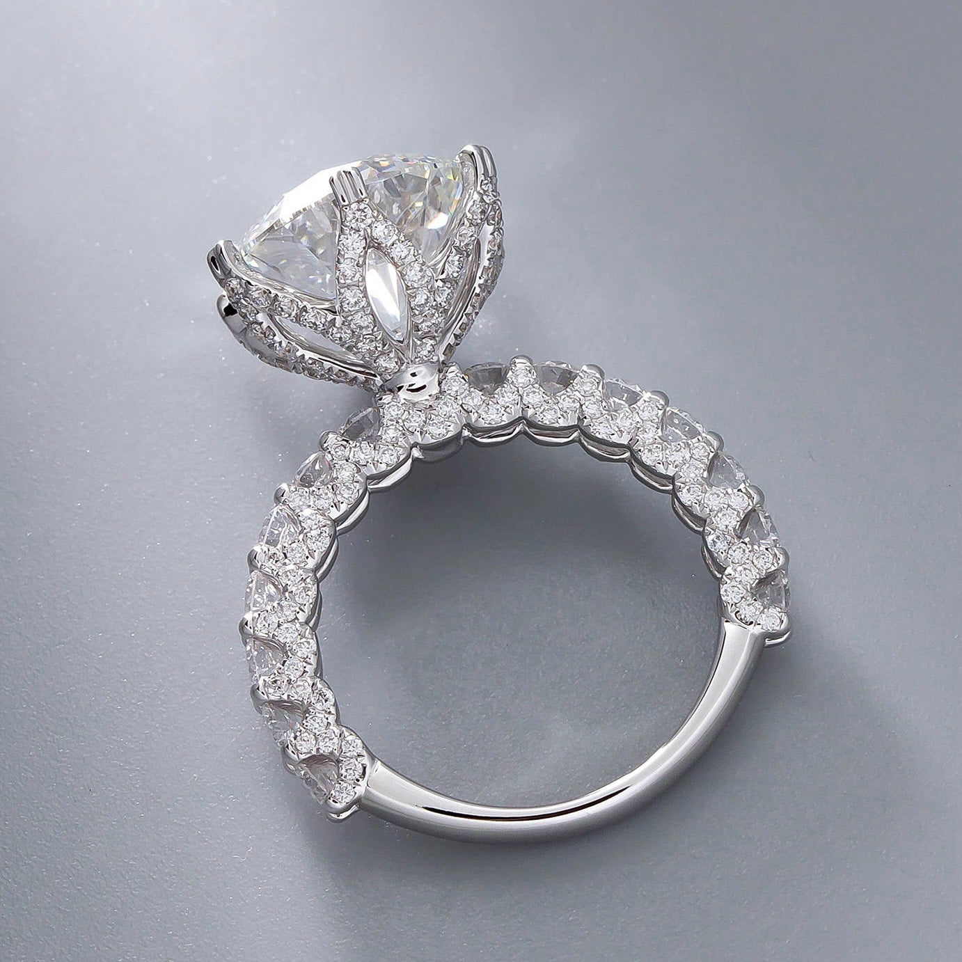 4 CT Round Lab Diamond Ring 18K White Gold