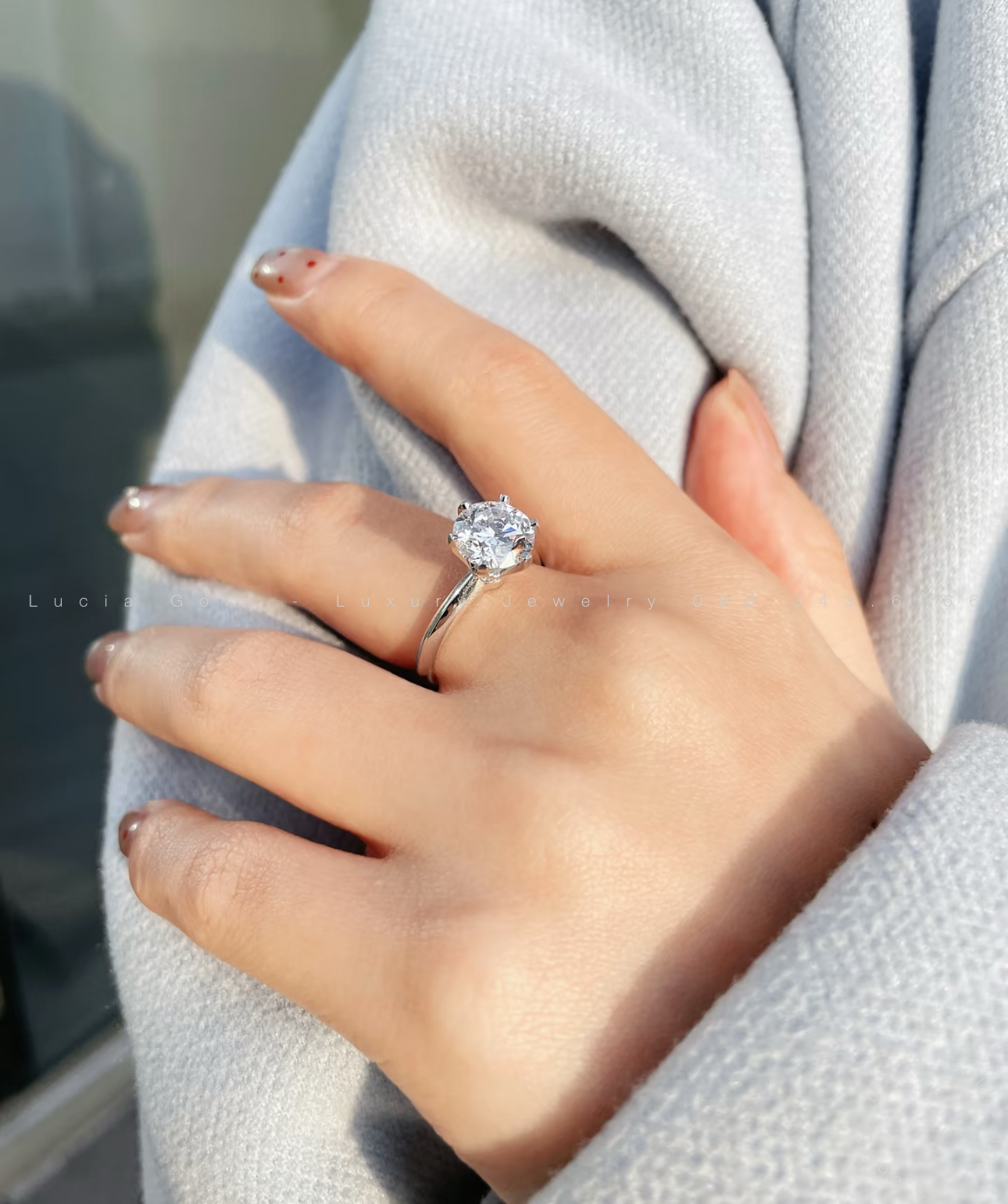 1.2 CT Round Lab Diamond Ring 18K White Gold