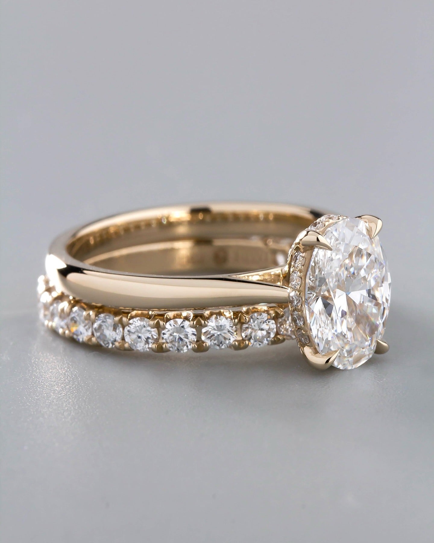 1.5 CT Oval Lab Diamond Ring Set 18K White Gold