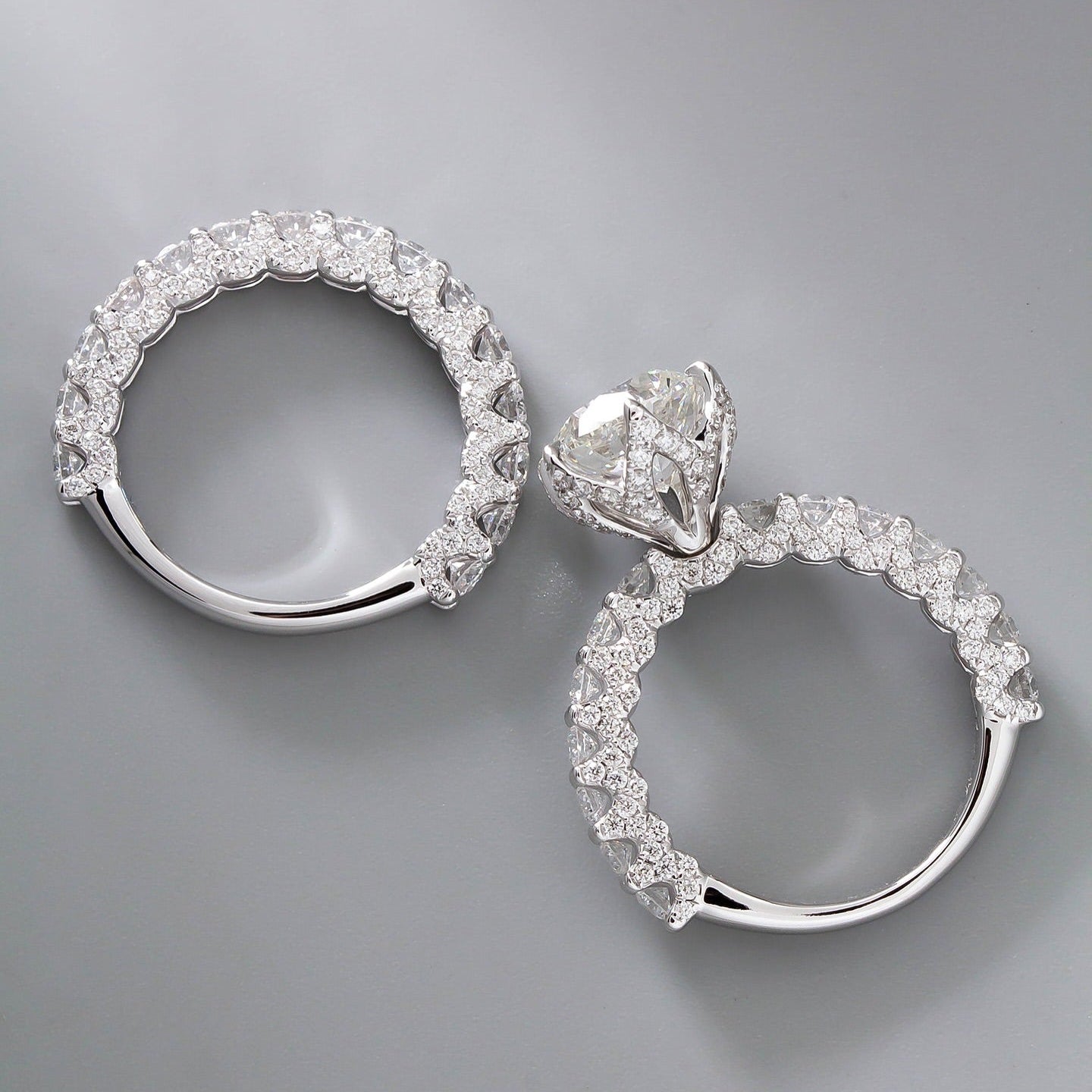 2 CT Round Lab Diamond Ring Set 18K White Gold