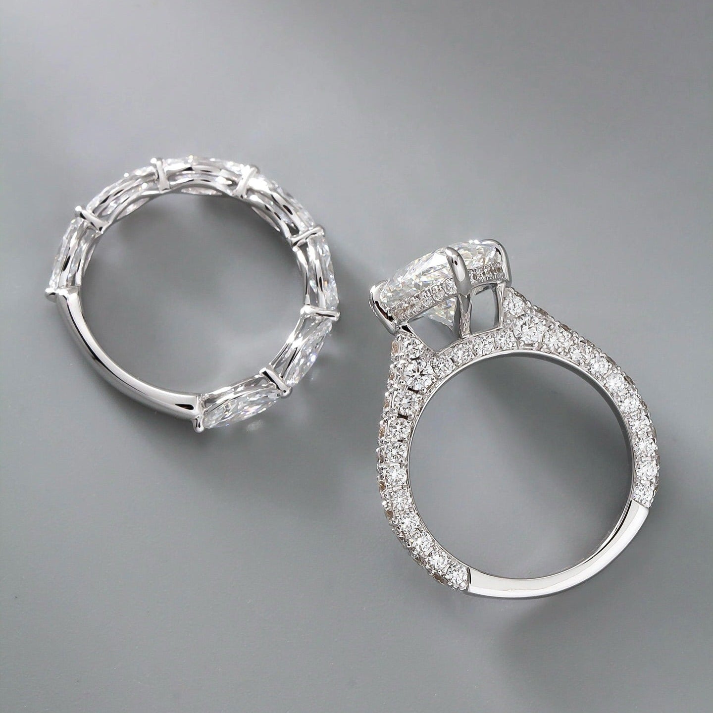 10 CT Marquise Lab Diamond Ring Set 18K White Gold