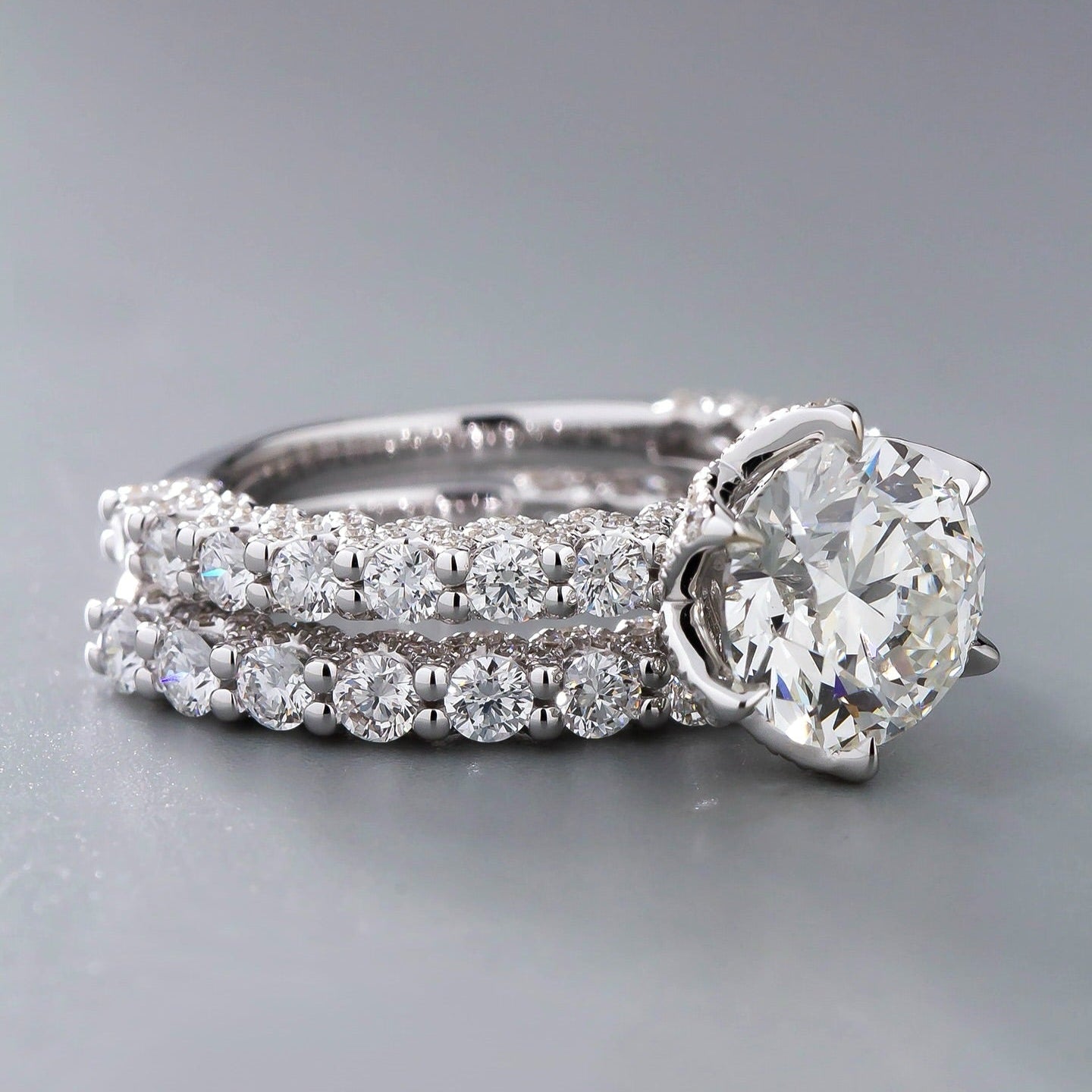2 CT Round Lab Diamond Ring Set 18K White Gold
