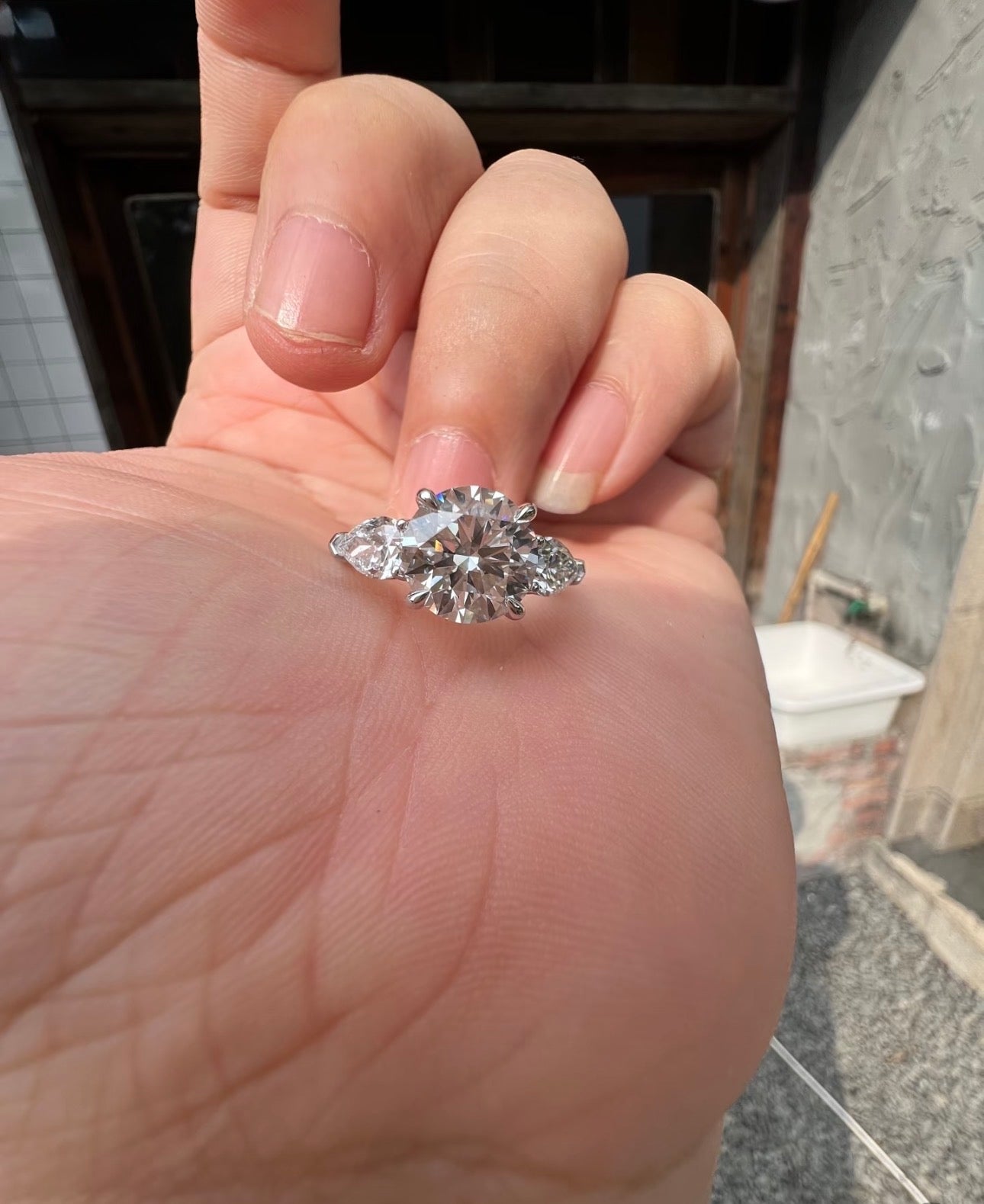 2.9 CT Round Lab Diamond Ring 18K White Gold