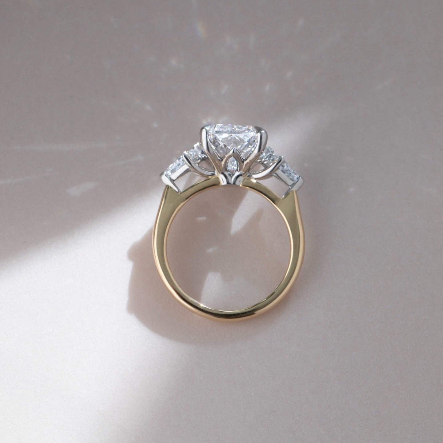 3.5 CT Long Cushion Lab Diamond Ring 18K White Gold