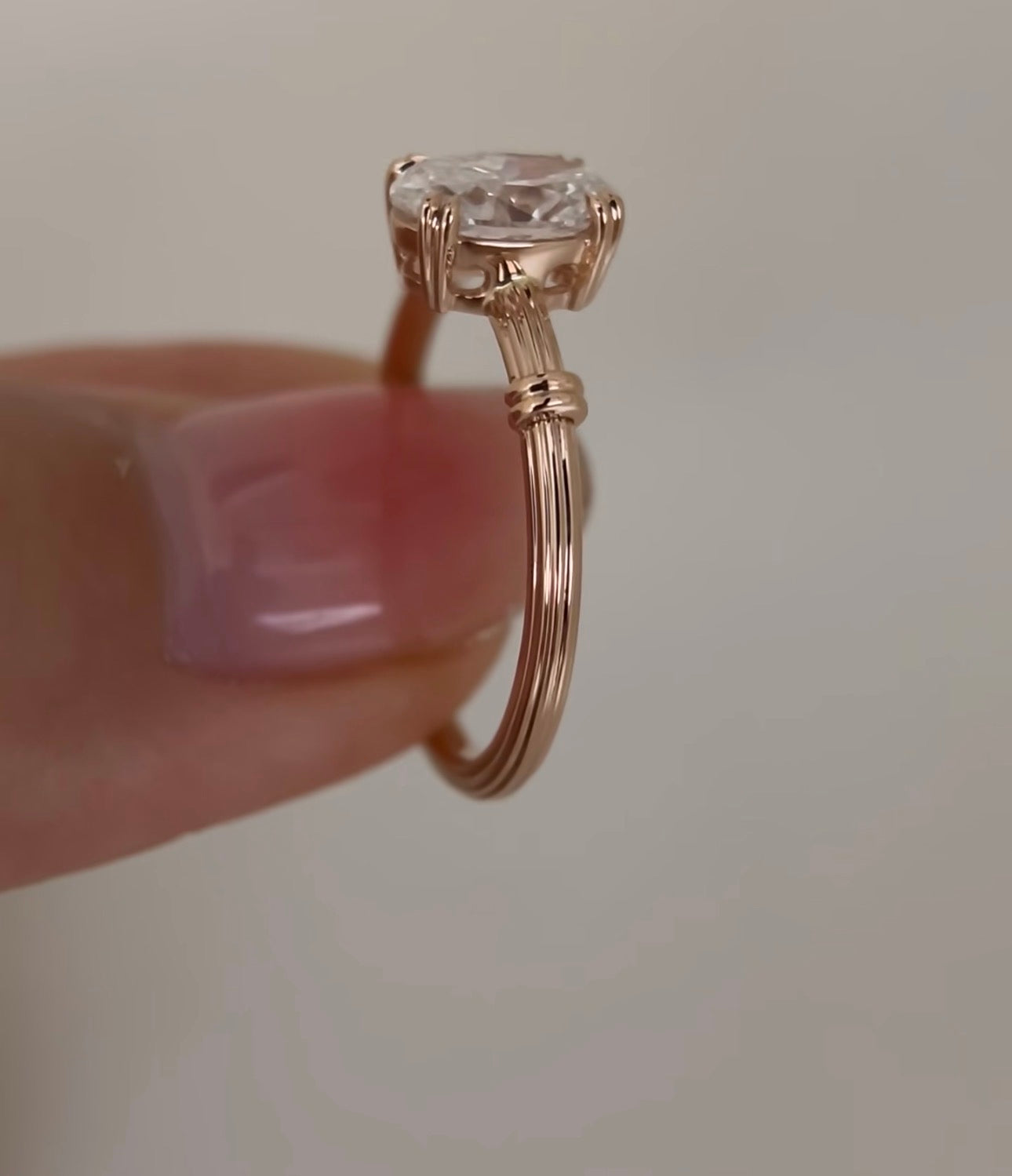 2 CT Oval Lab Diamond Ring 18K Rose Gold