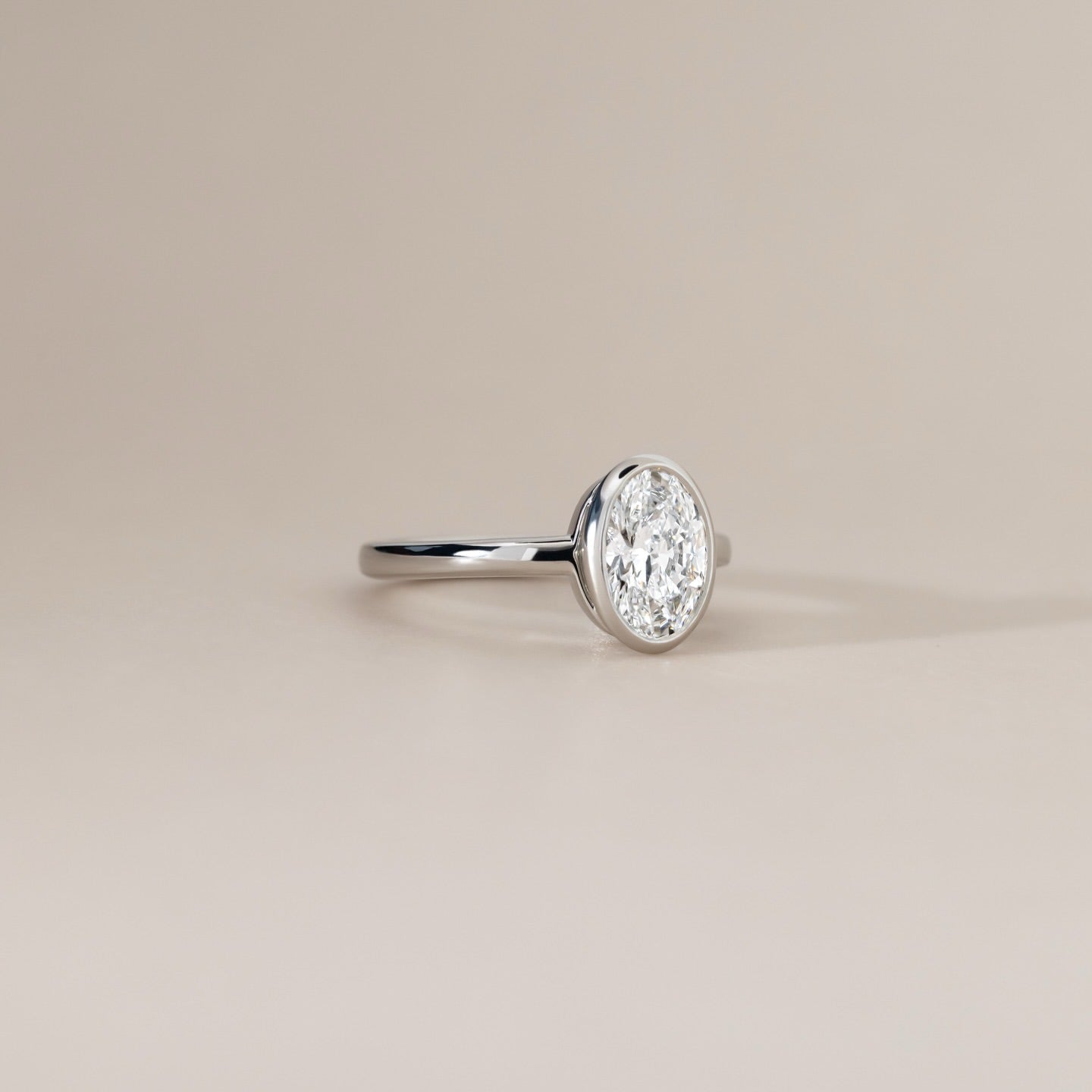 1.5 CT Oval Lab Diamond Ring 18K White Gold