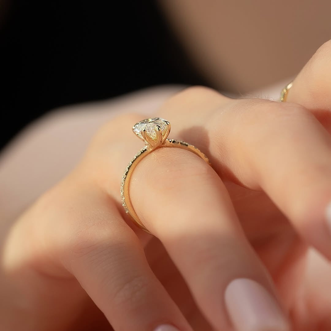1.5 CT Marquise Lab Diamond Ring 18K White Gold
