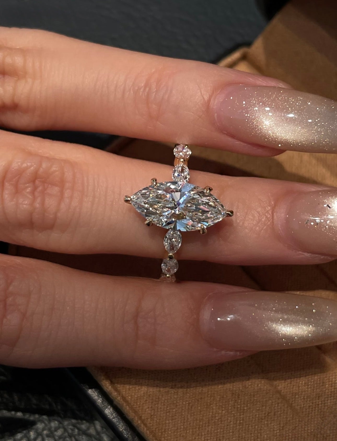 1.5 CT Fiona Marquise Lab Diamond Ring 18K Rose Gold