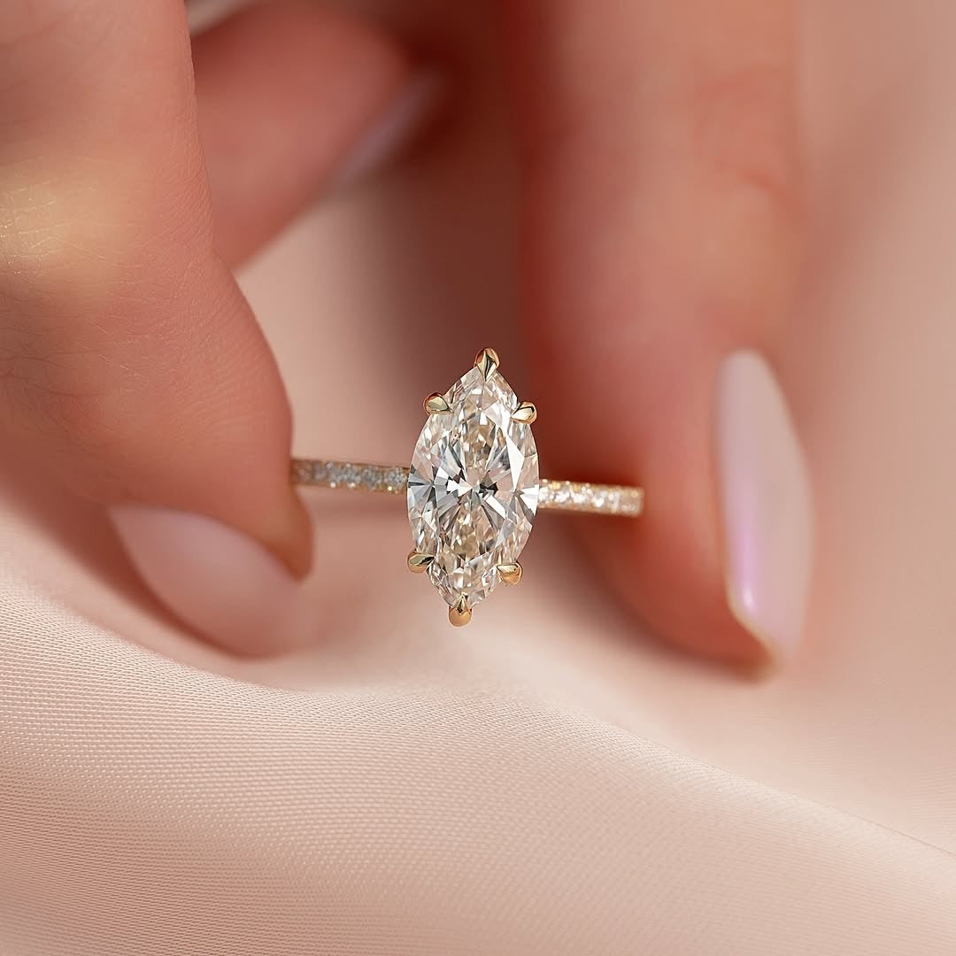 1.5 CT Marquise Lab Diamond Ring 18K White Gold