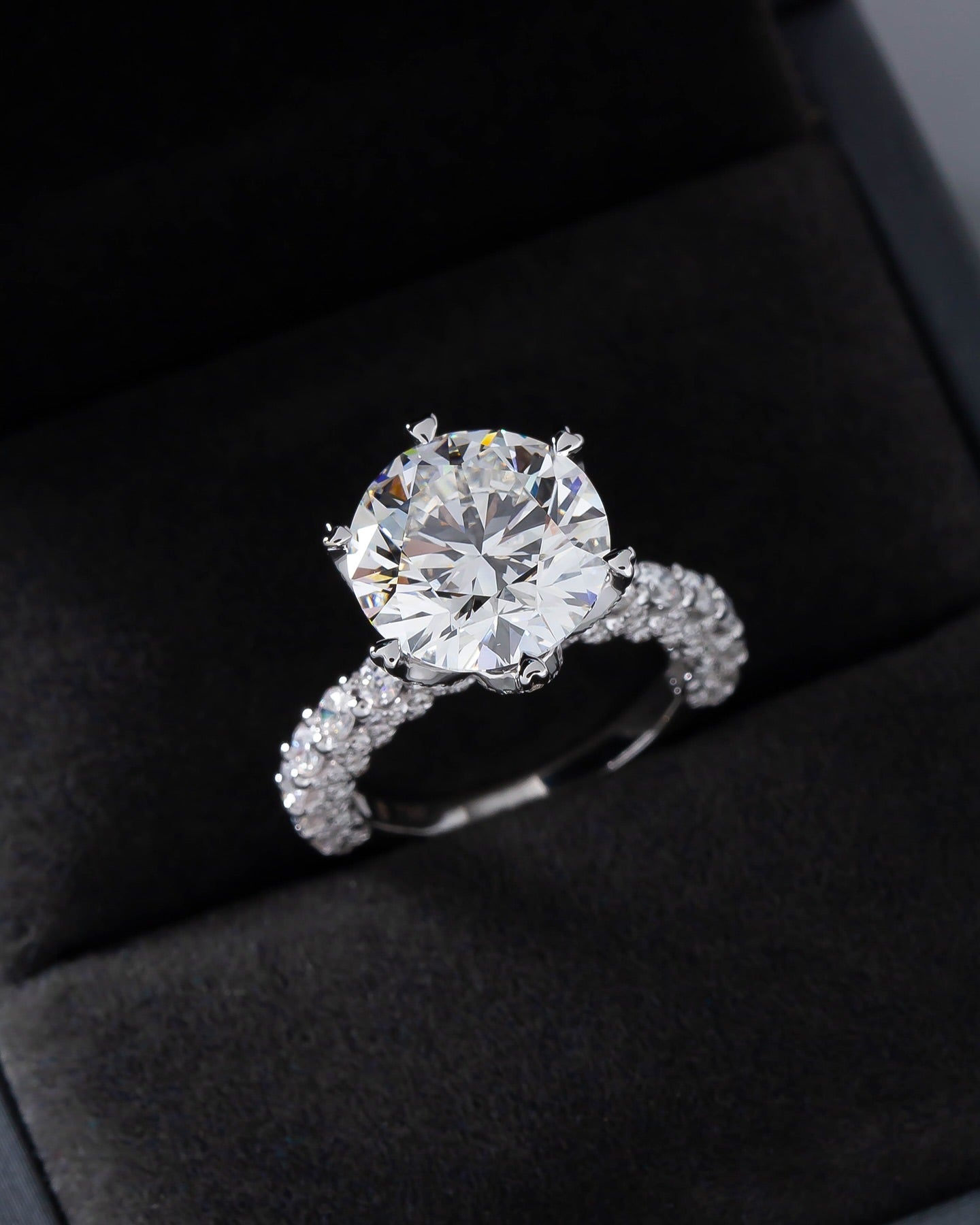 4 CT Round Lab Diamond Ring 18K White Gold