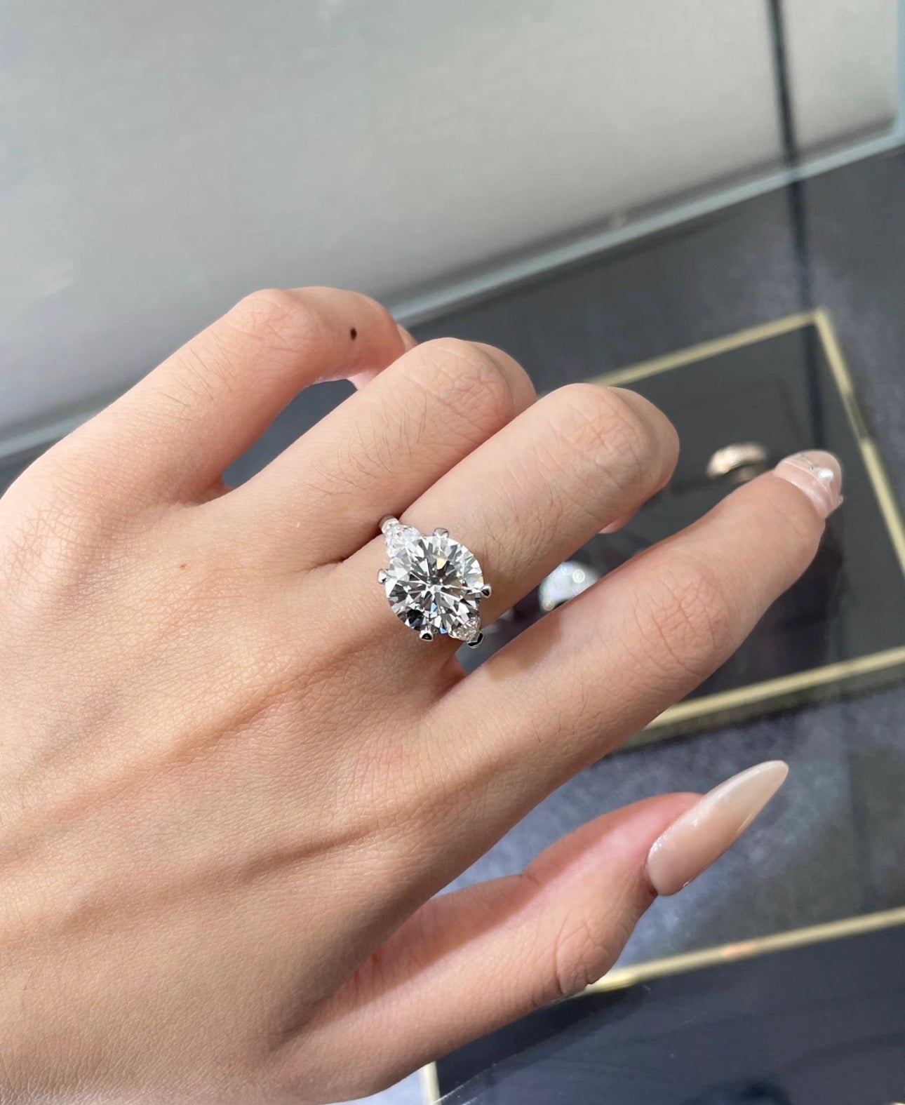 2.9 CT Round Lab Diamond Ring 18K White Gold