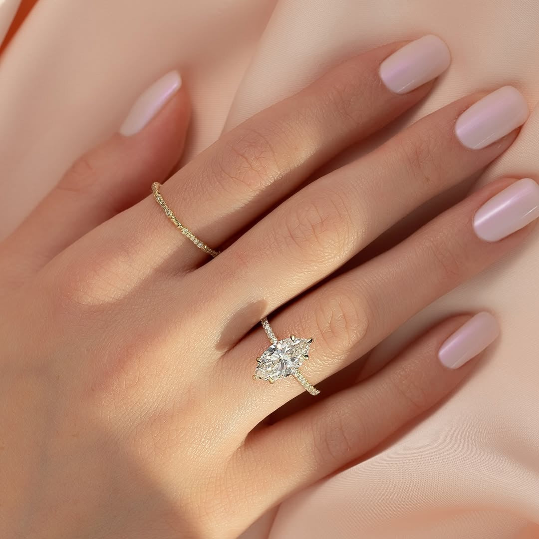 1.5 CT Marquise Lab Diamond Ring 18K White Gold