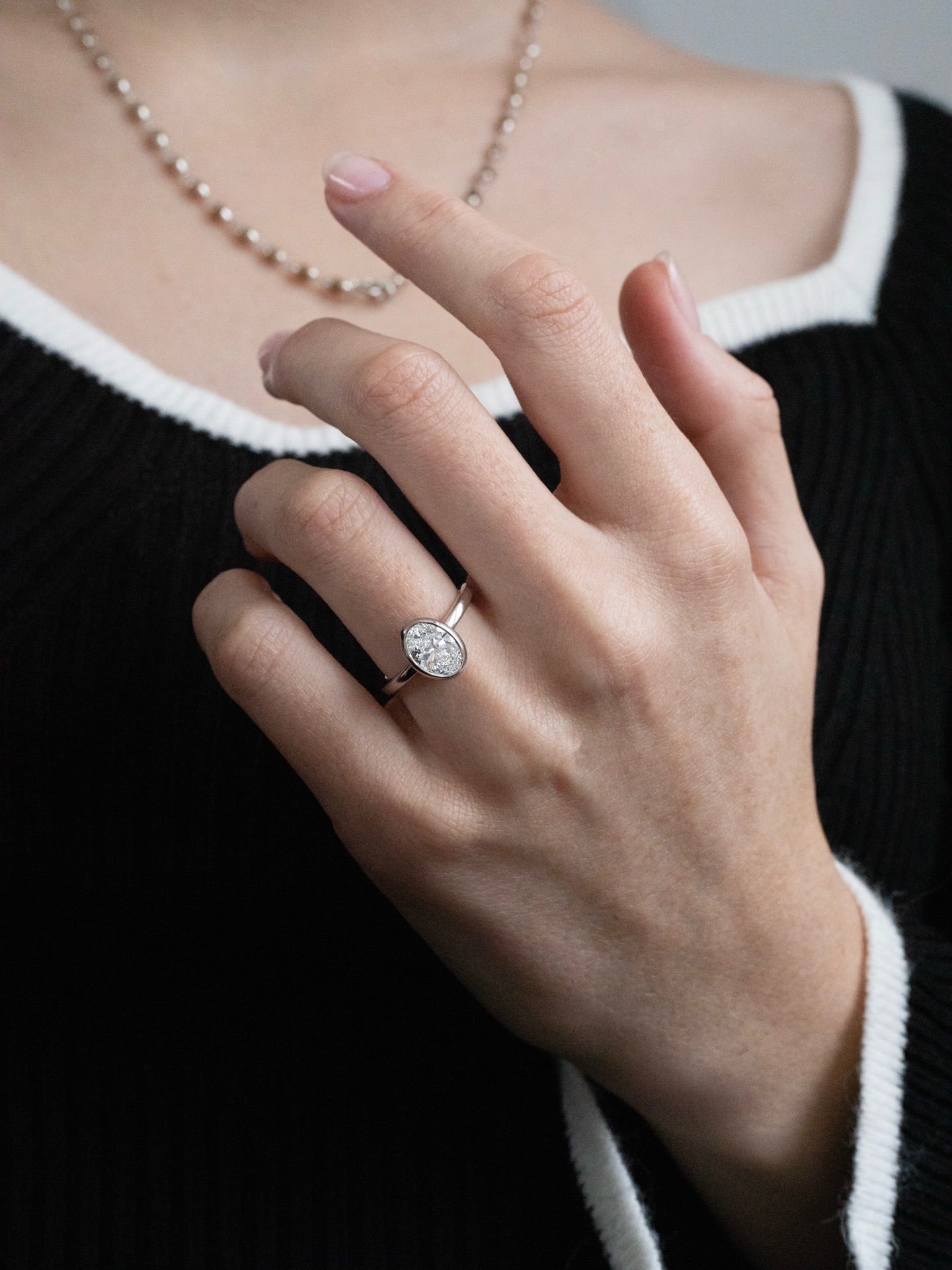 1.5 CT Oval Lab Diamond Ring 18K White Gold