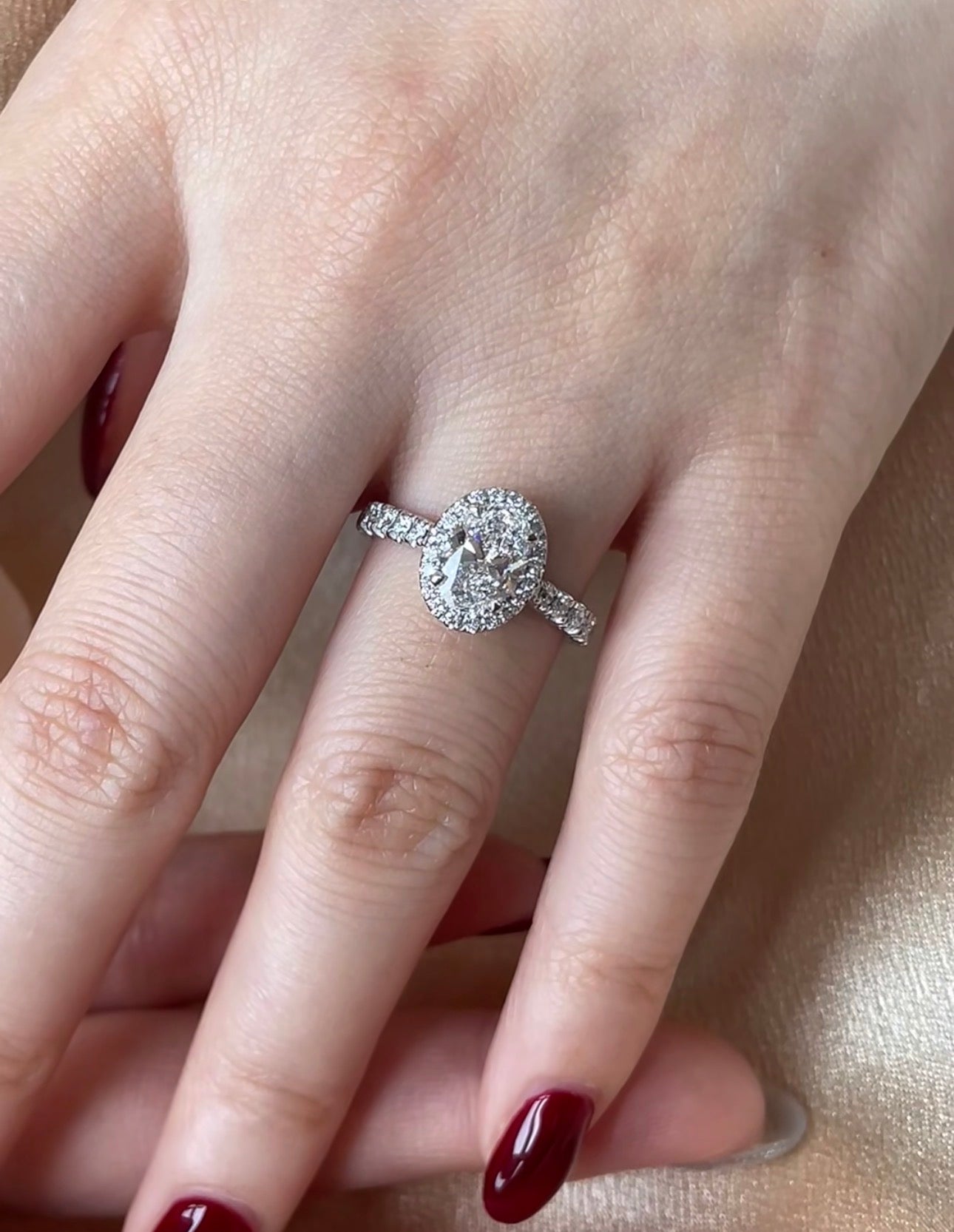 1 CT Oval Lab Diamond Solitaire Ring 18K White Gold