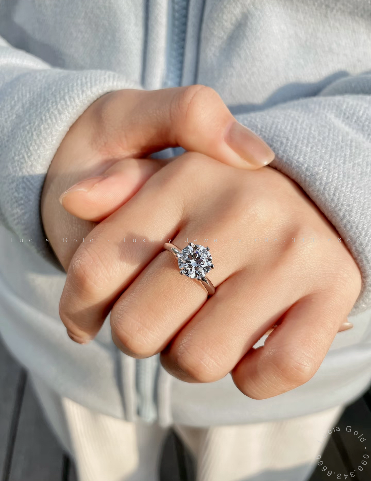 1.2 CT Round Lab Diamond Ring 18K White Gold