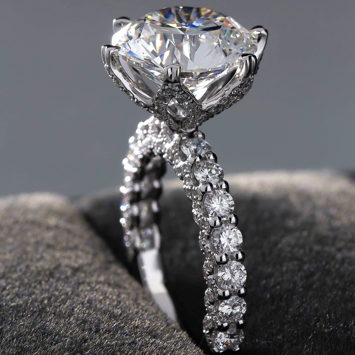 4 CT Round Lab Diamond Ring 18K White Gold