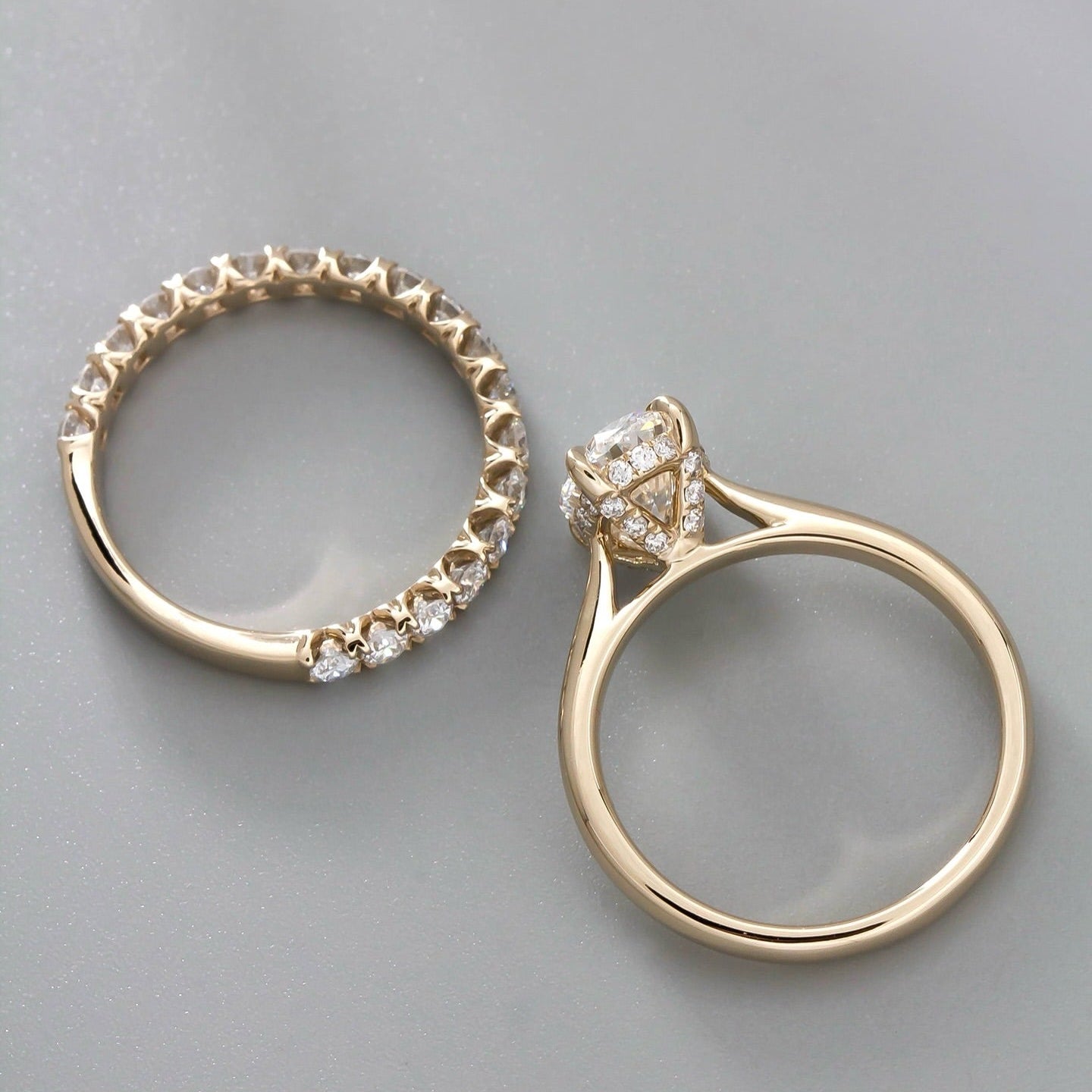 1.5 CT Oval Lab Diamond Ring Set 18K White Gold