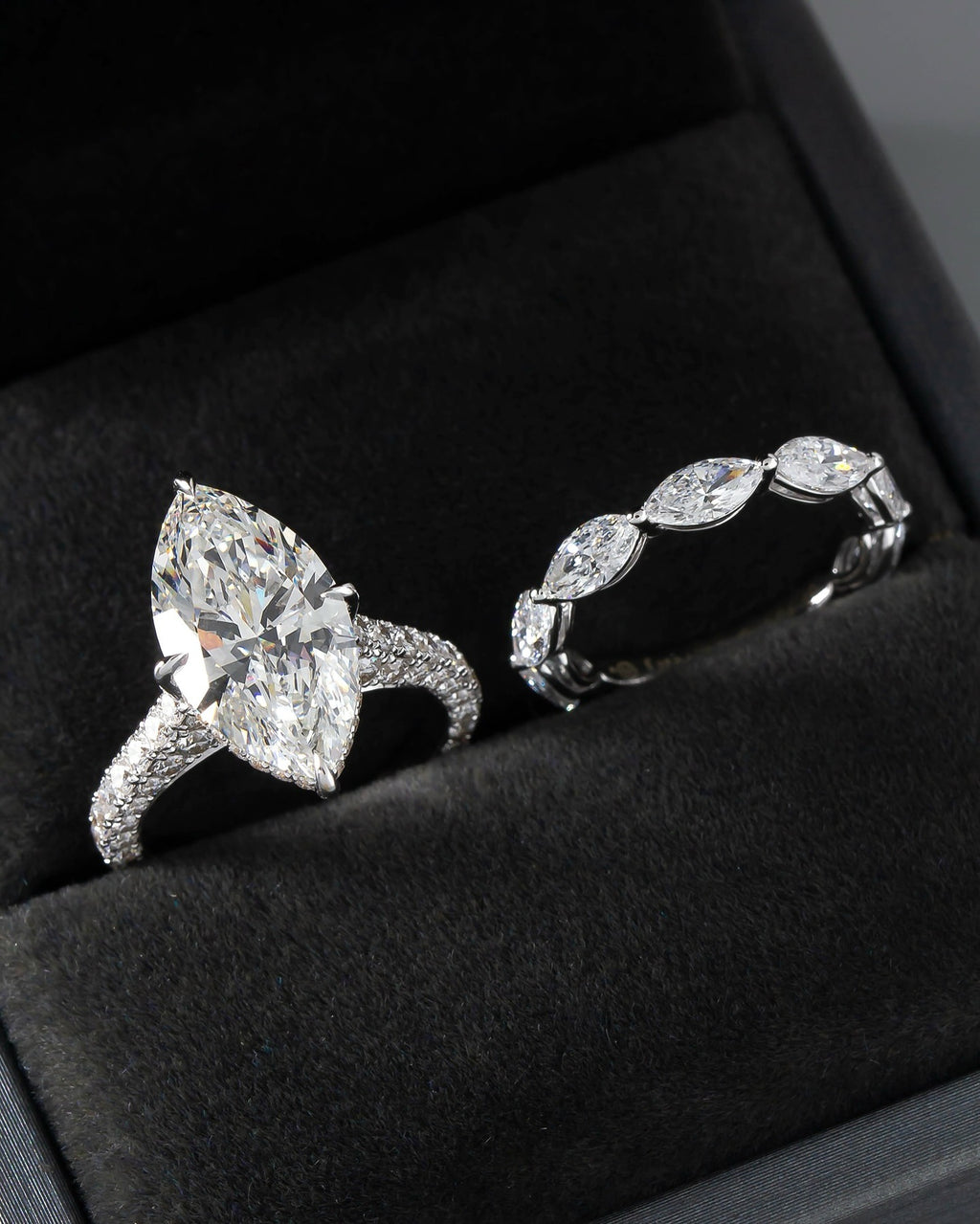 10ct Marquise Lab Grown Diamond IGI Certified Ethical Ring Set 18K Gold - Super Rare