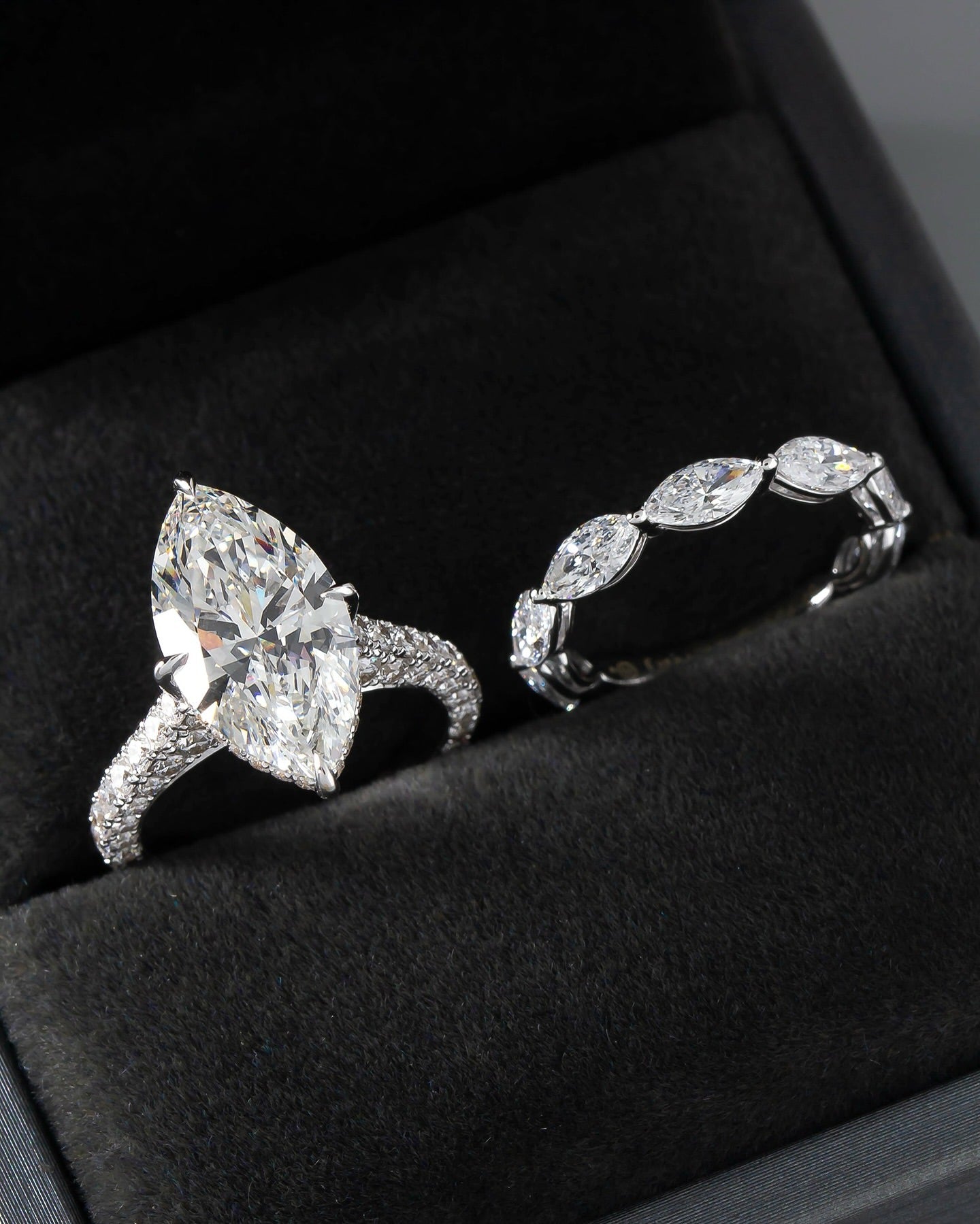 10ct Marquise Lab Grown Diamond IGI Certified Ethical Ring Set 18K Gold - Super Rare